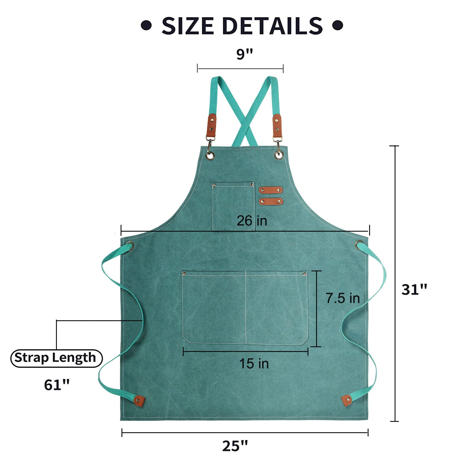 Zomao Chef Apron, Cotton Canvas Gardening Apron With Large Pockets For Men And Women,Kitchen Cooking Baking Bib Heavy Duty Adjus