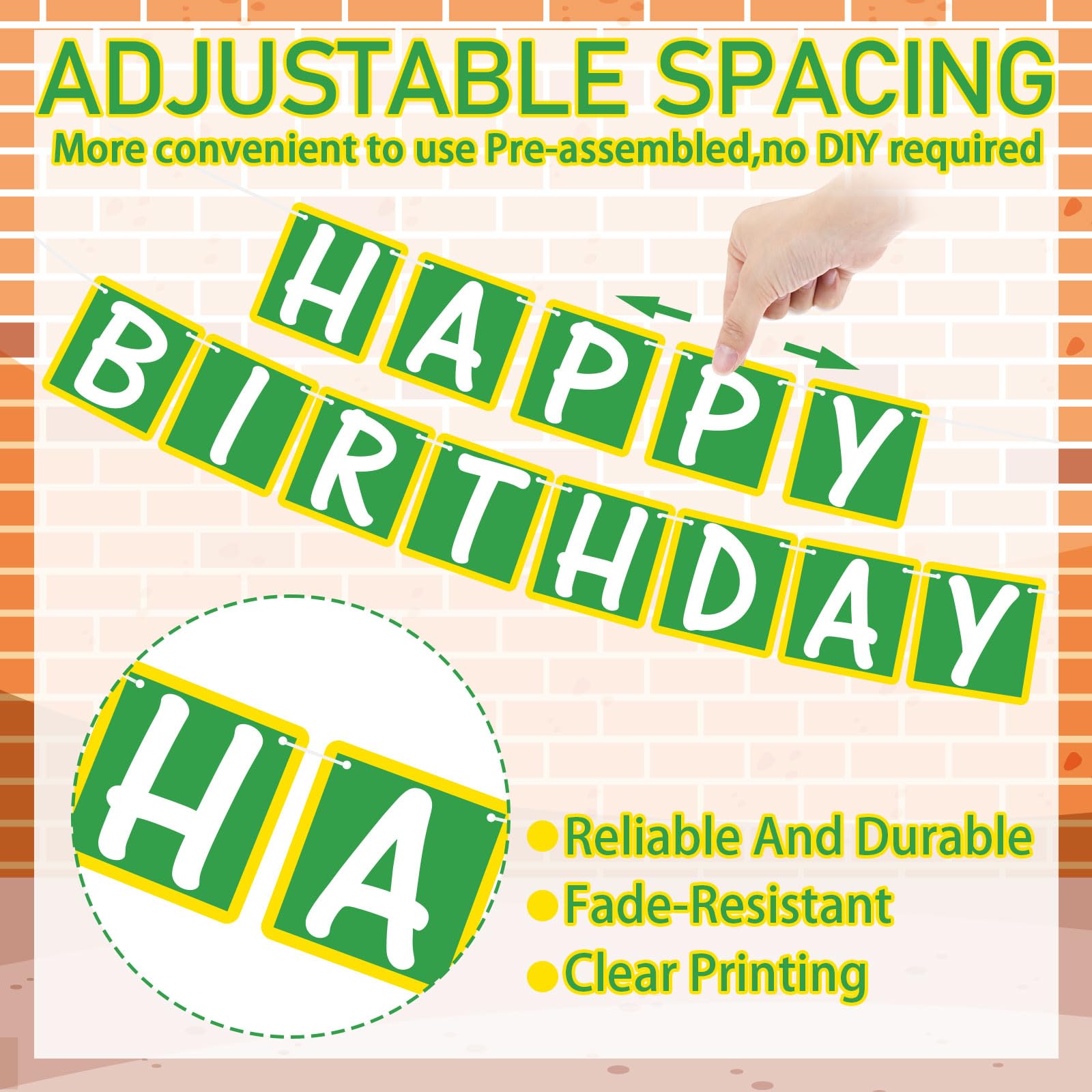 Breling Friend Birthday Banner for Street Theme Pre-strung Birthday Party Cartoon Hanging Decorations for Boys Girls Friend (Bri