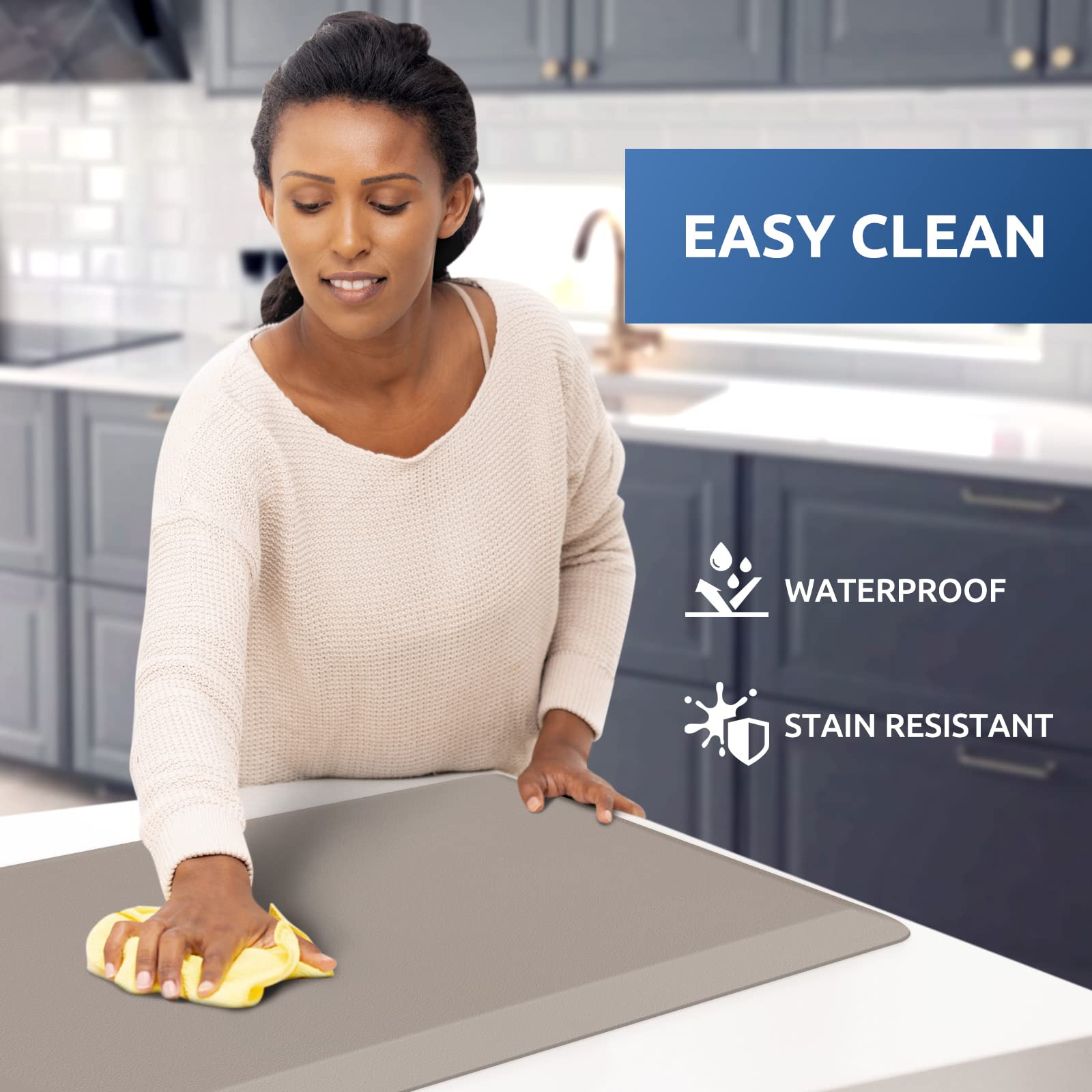 Kitchenclouds Kitchen Mat Cushioned Anti Fatigue Rug 24''X70'' Waterproof, Non Slip, Standing And Comfort Desk/Floor Mats For Ho