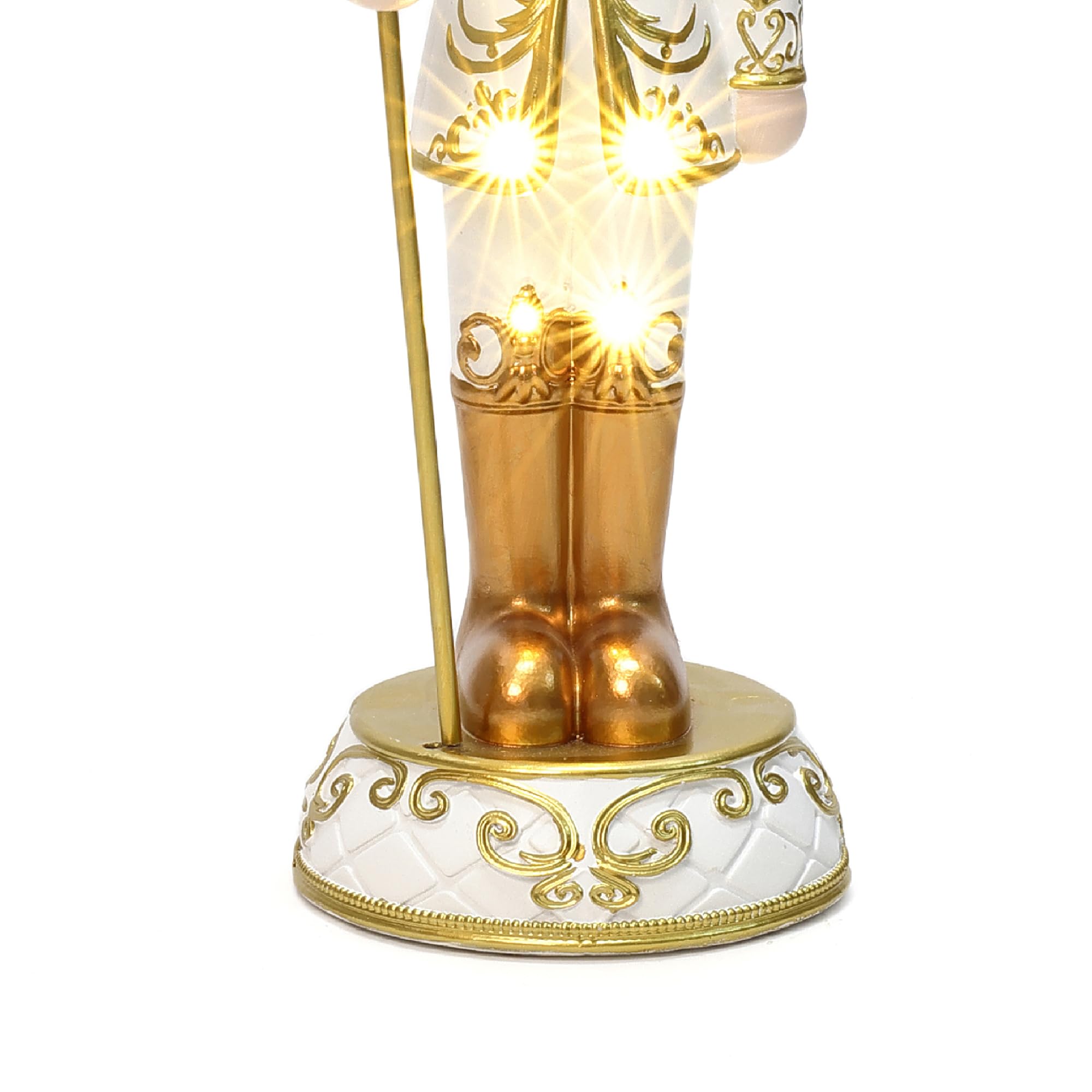 LuxenHome 2FT Tall Nutcracker Christmas Decoration, Lighted Holiday Nutcracker Soldier Statue with Gem Accent and Scepter, Chris