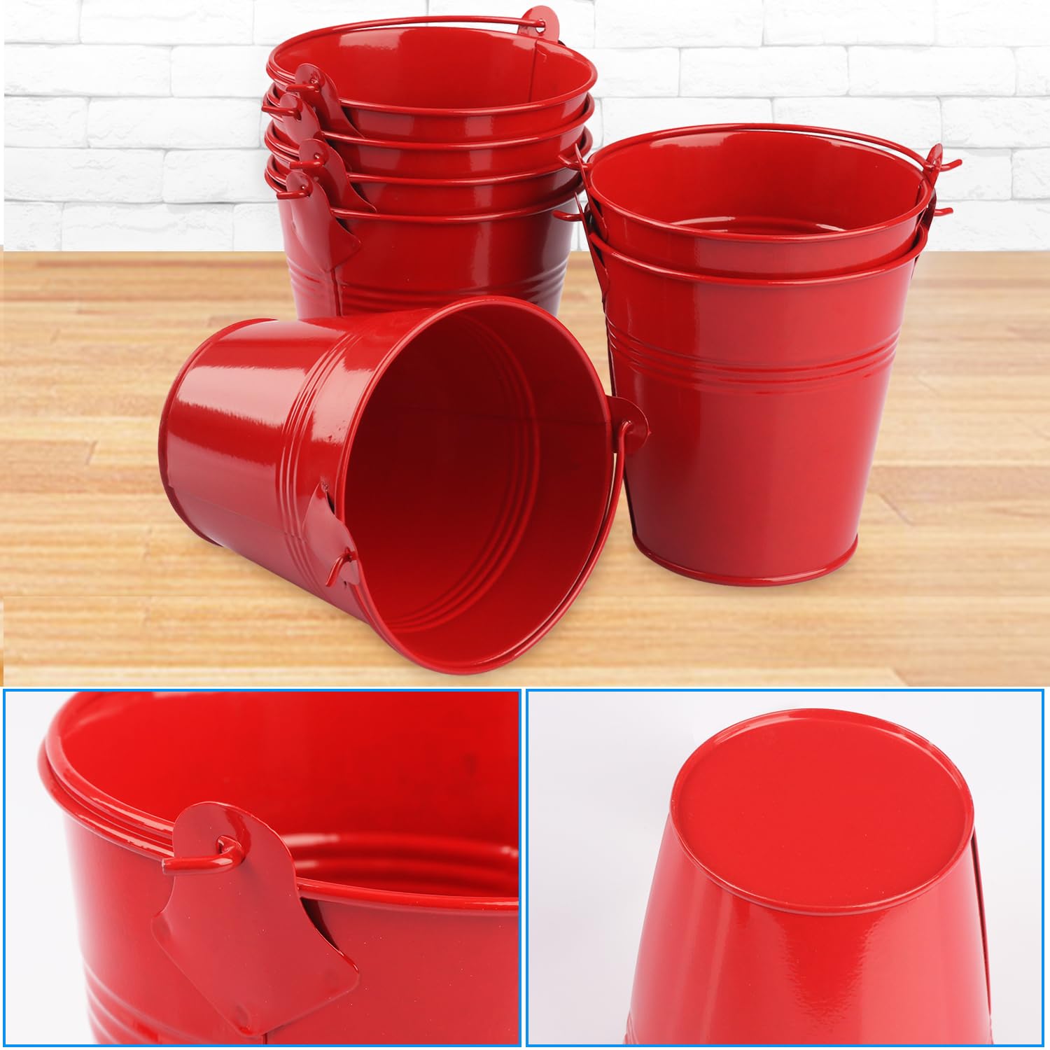 15 Pack 4 Inch Red Iron Pail, Metal Buckets With Handle, Easter Bucket,Pencil Holder And Flower Pots, Used To Carry, Store, Or E