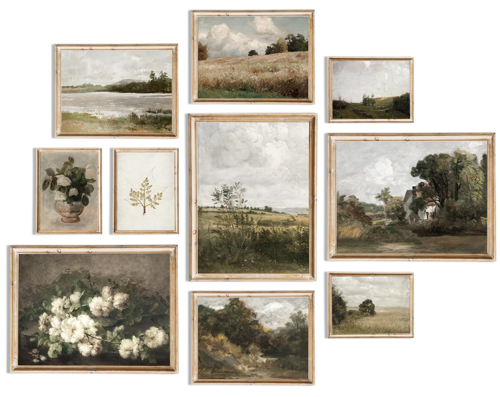 Uniro Vintage Wall Art Decor Prints Farmhouse Wall Decor Vintage French Country Canvas Wall Art Prints Nature Landscape Flower B