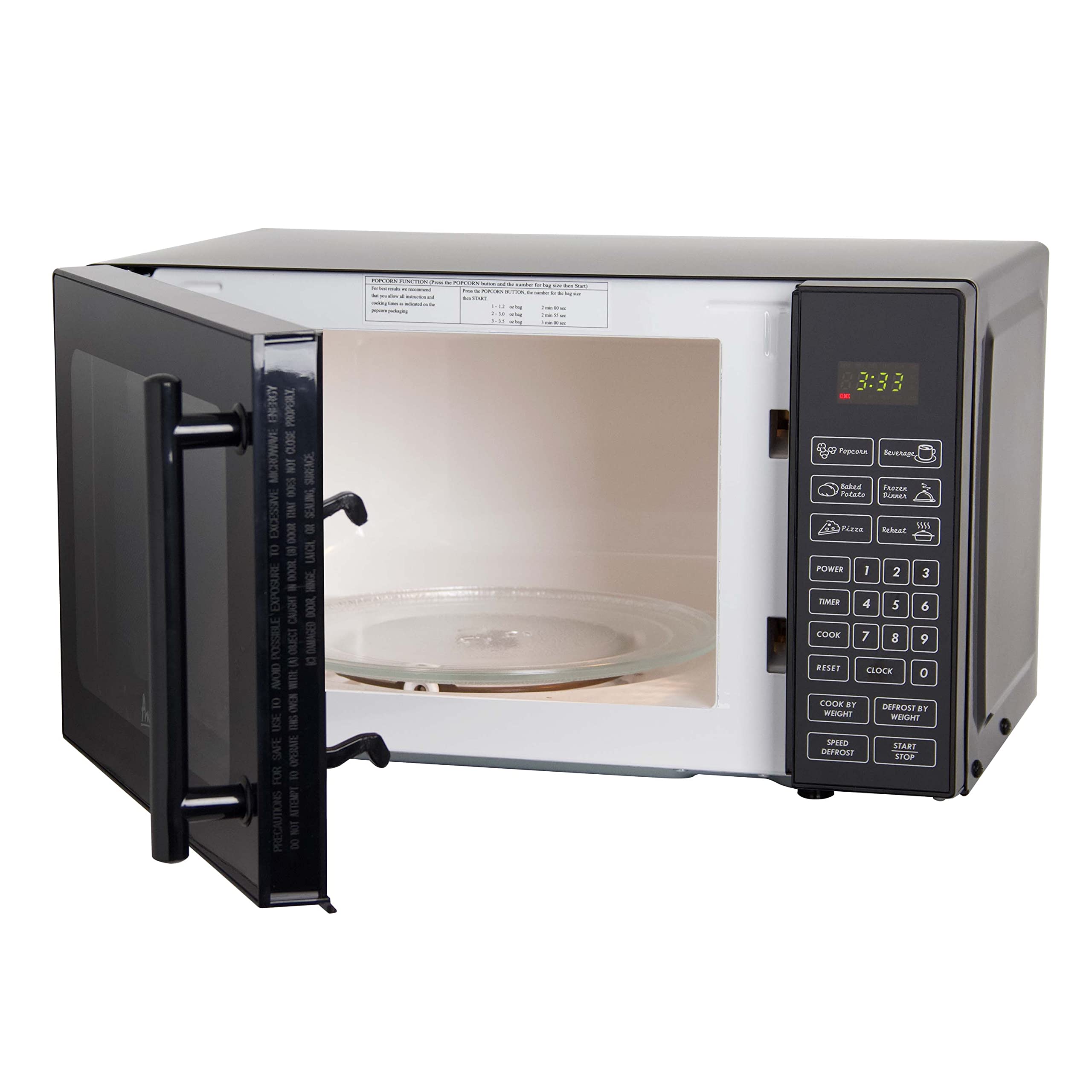 Avanti Mt81K1Bh Microwave Oven 700-Watts Compact With 6 Pre Cooking Settings, Speed Defrost, Electronic Control Panel And Glass