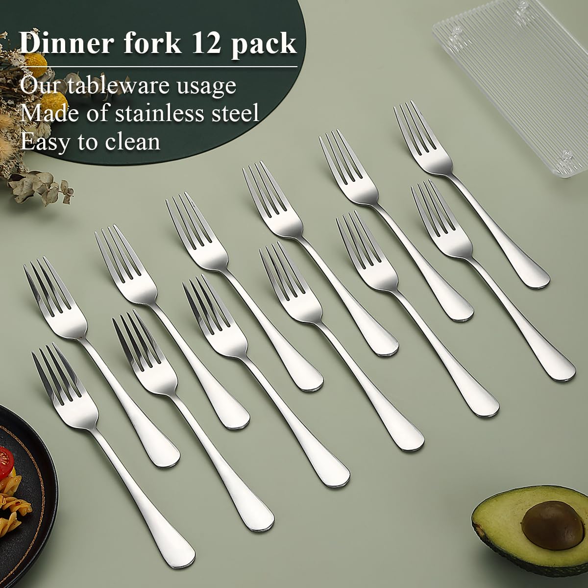Evanda Dinner Fork 12 Pieces, Stainless Steel 8.07Inch Forks, Cake Forks, Table Forks,Dessert Forks, Easy To Clean, Dishwasher S
