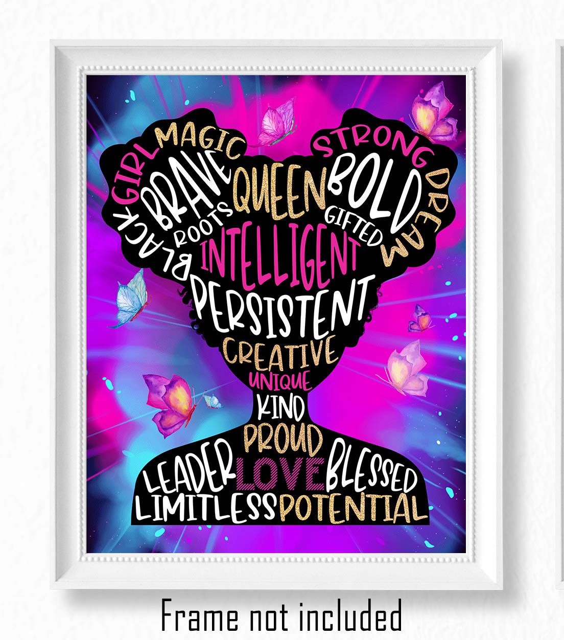 Brooke & Vine African American Black Girl Woman Wall Decor Gift Art Prints (Unframed 8 X 10) Teen Tween Girl Room Inspirational