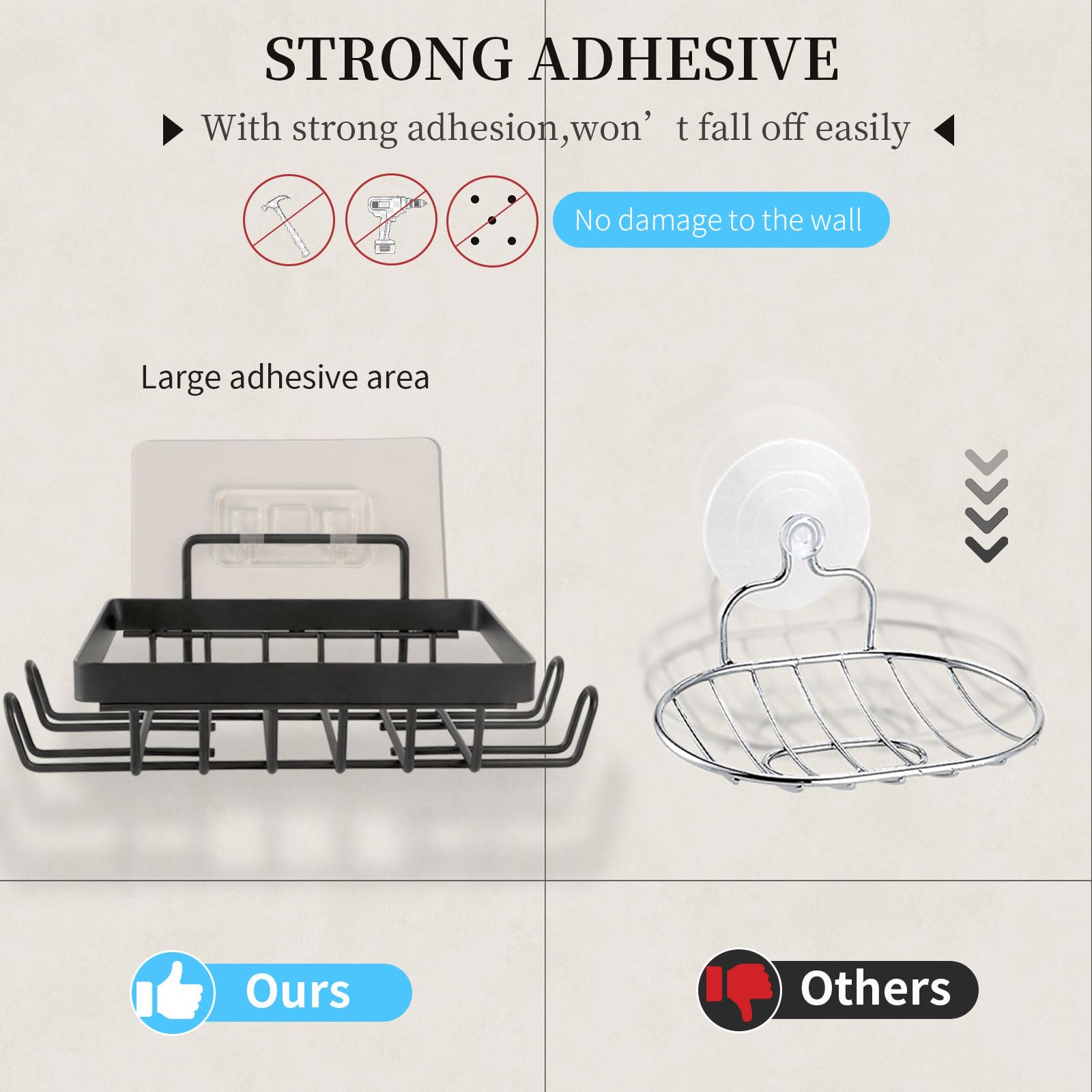 Carrie Joe Soap Holder Self Draining Soap Dish Razor Holder For Shower Wall Not Punched Easy Clean Bar Soap Holder Fit For Bathr