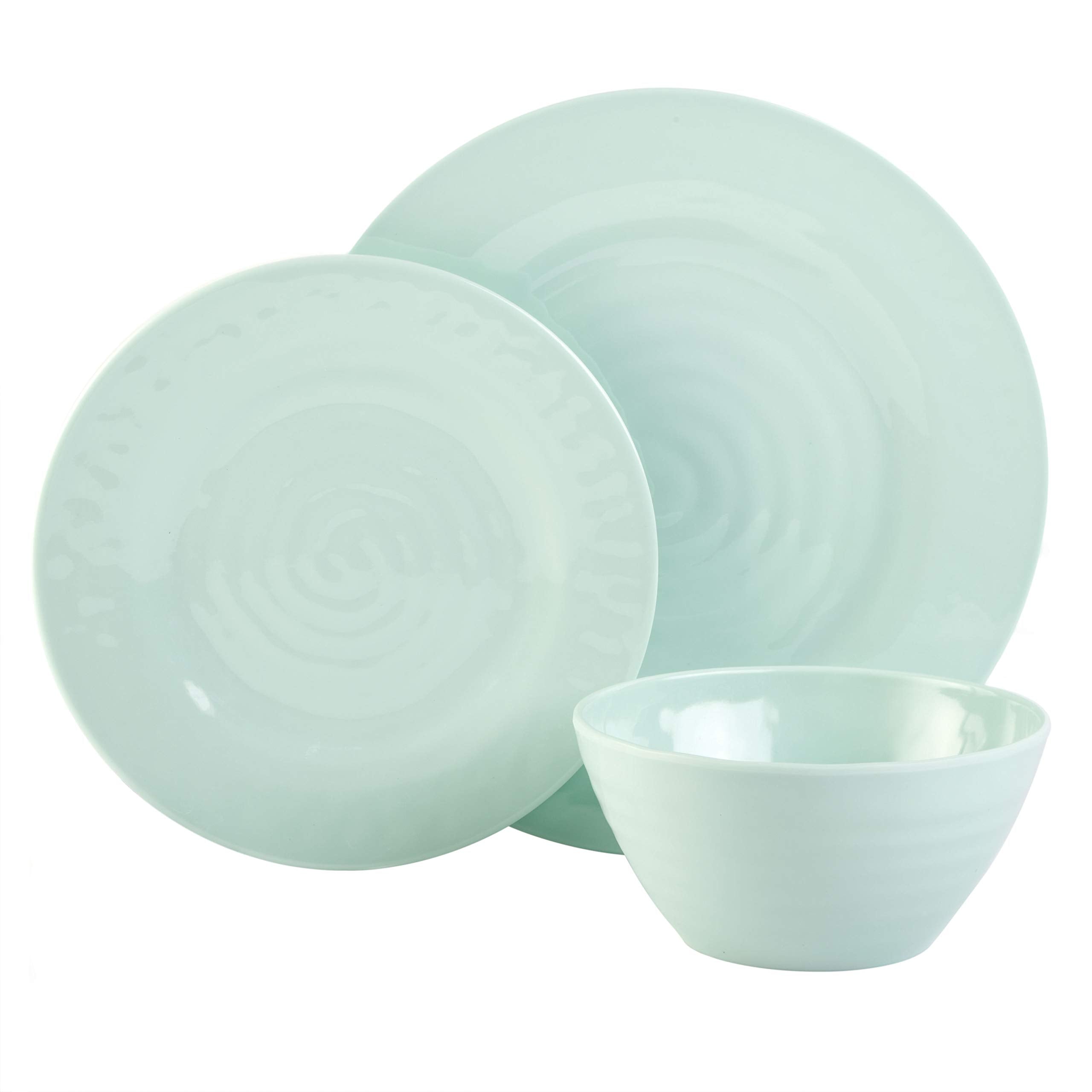 Gibson Home Brist Melamine Plastic Dinnerware Set, Service For Four (12Pcs), Pastels
