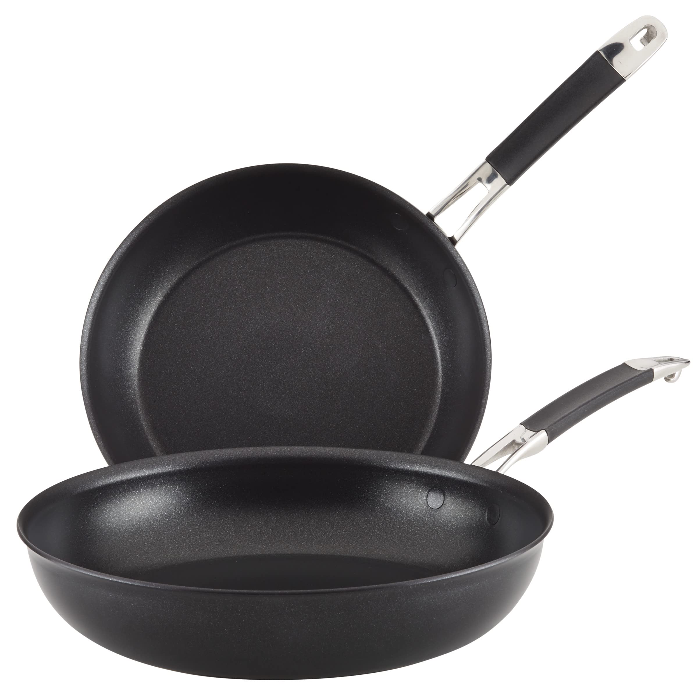 Anolon Smart Stack Hard Anodized Nonstick Frying Pan Set/ Skillet Set - 10 Inch And 12 Inch, Black
