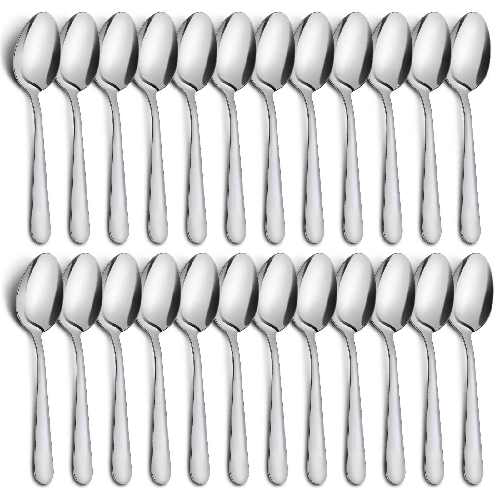 24-Piece Dinner Spoons Set, Funnydin 6.7 Stainless Steel Spoons Silverware, Durable Dessert Spoons, Table Spoon Use for Home, Ki