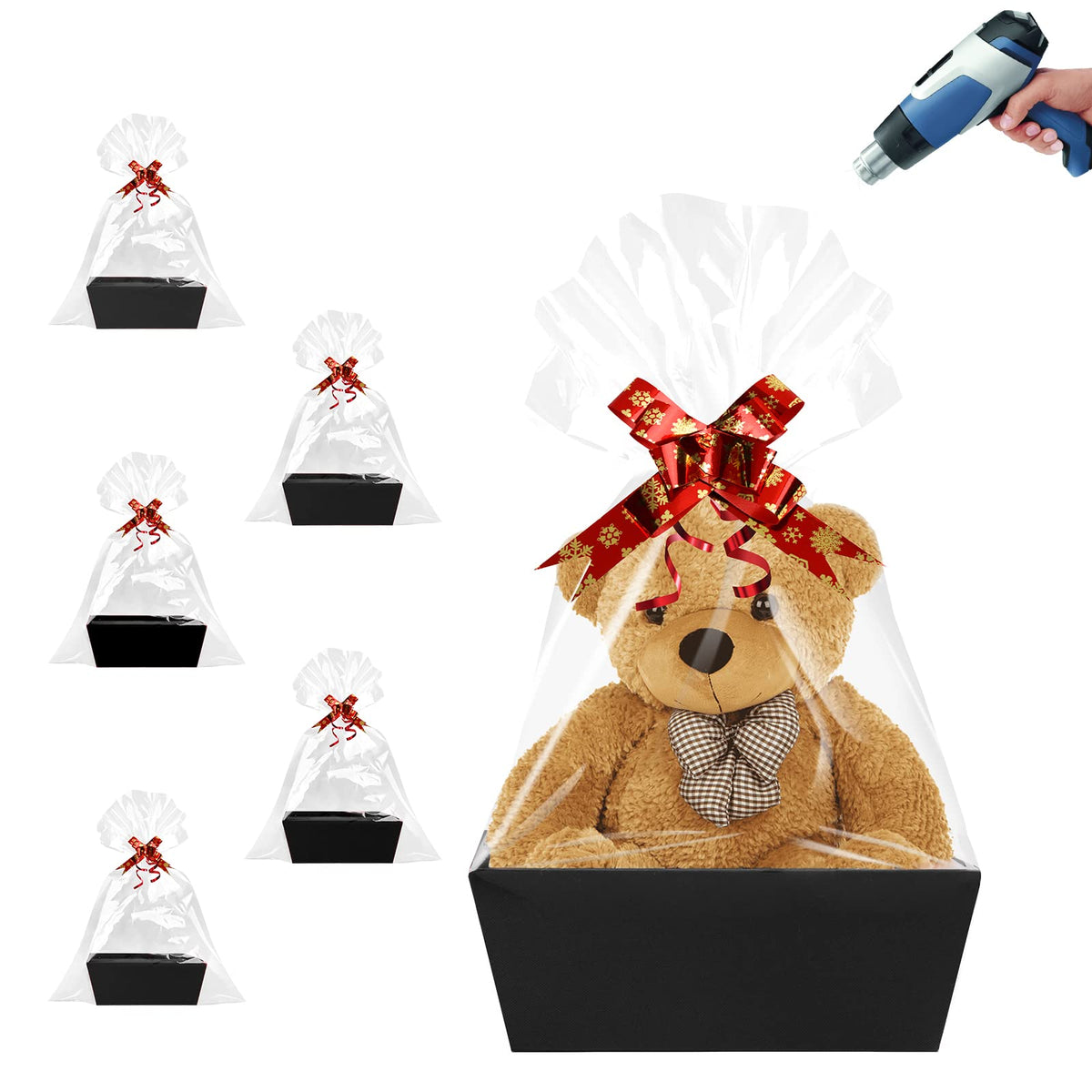 Baskets For Gifts Empty - Gift Baskets Empty To Fill Kit - Black Basket Cardboard To Fill Bulk 5 Pack For Holiday, Birthday, Chr