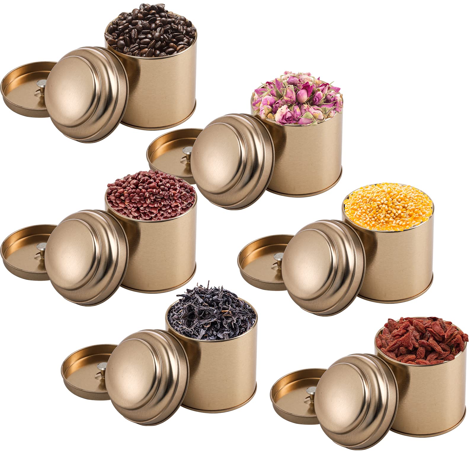 Lawei 9 Pack Tea Tins Canister With Airtight Double Lids, Mini Tea Storage Containers Round Tin Can Box For Storage Tea Coffee S