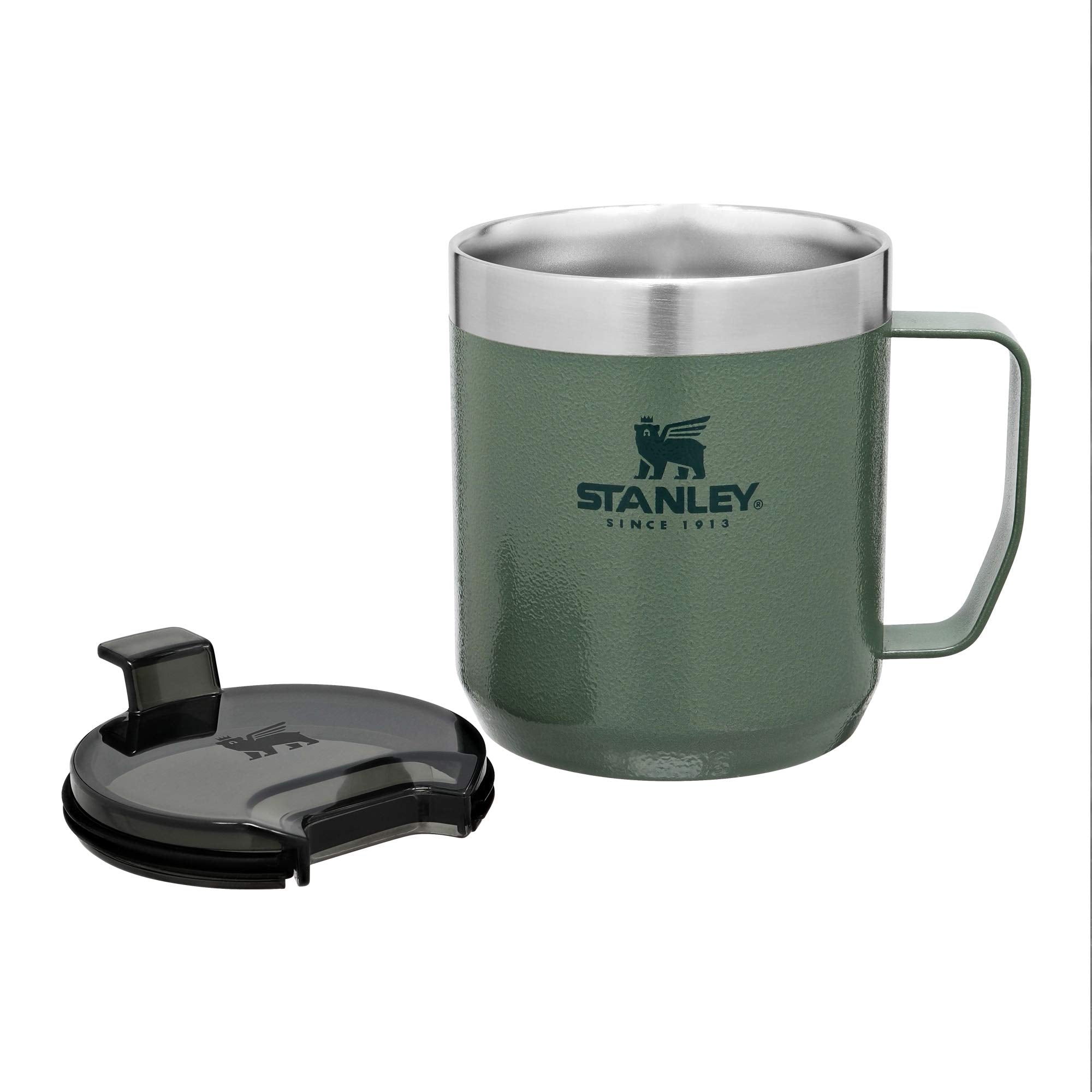 Stanley Stay Hot Camp Mug - Durable 18/8 Stainless Steel Insulated Mug - Splash-Free Tritan Drink-Thru Lid - 12 Oz - Hammertone