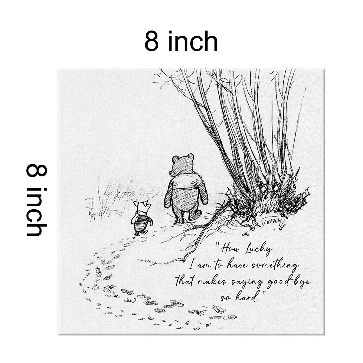 Classic Winnie The Pooh Quote Wall Art Decor How Lucky I Am To Have Something That Makes Saying Goodbye So Hard Canvas Painting