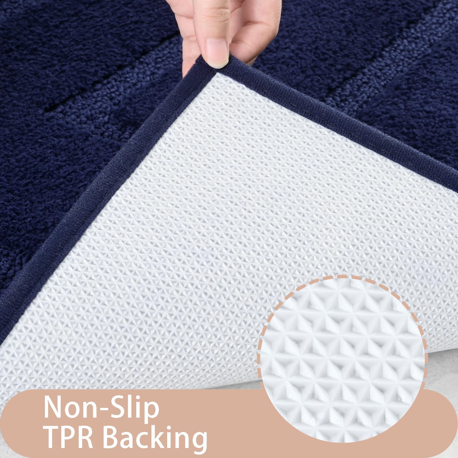 Homore Bathroom Runner Rug 24X36 Inch, Navy Blue Non Slip Bath Rug For Bathroom, Thick Soft And Absorbent Microfiber Bathroom Ma