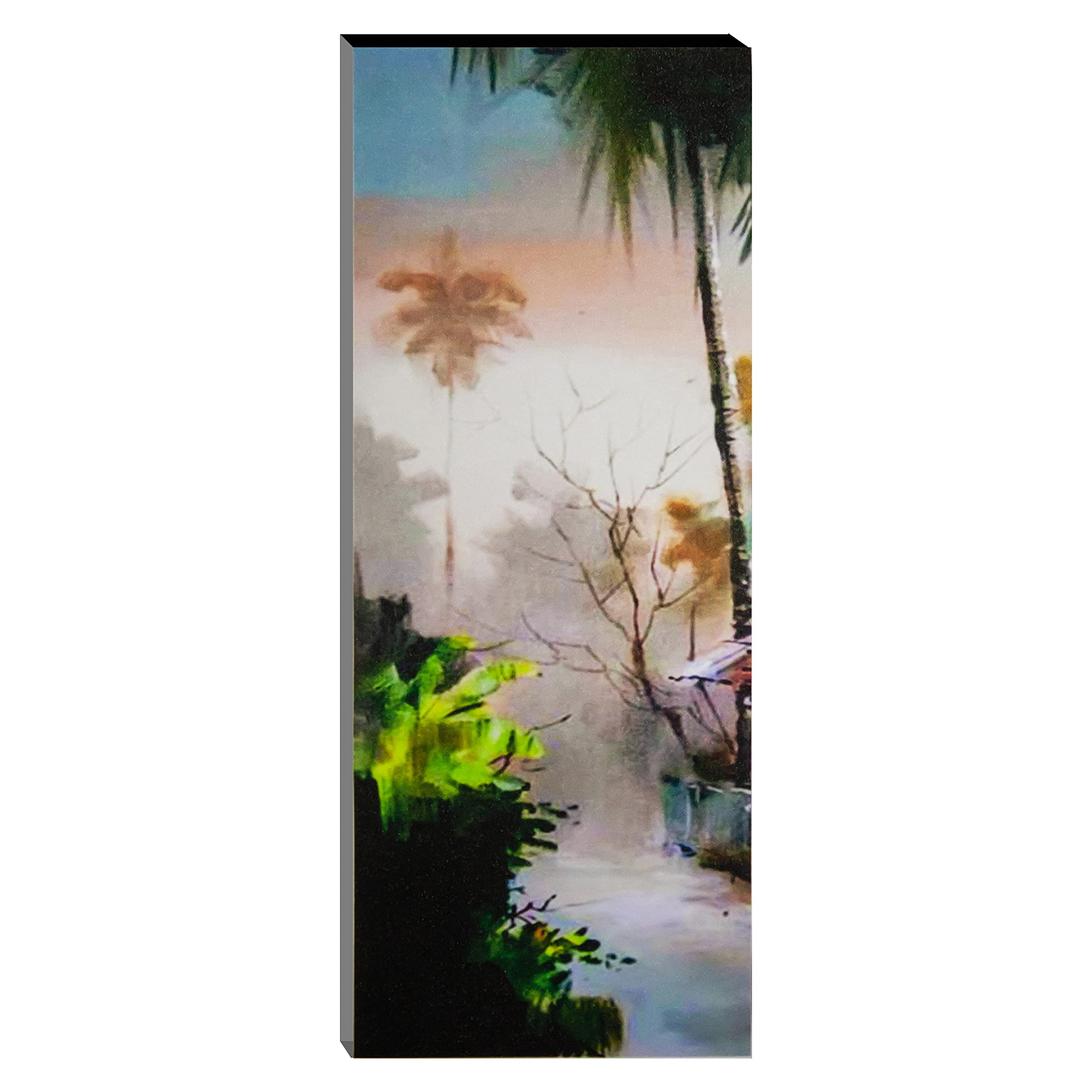 Indianara Set Of 3 Indian Village Mdf Art Painting (3581Fl) Without Glass 4.5 X 12, 9 X 12, 4.5 X 12 Inch