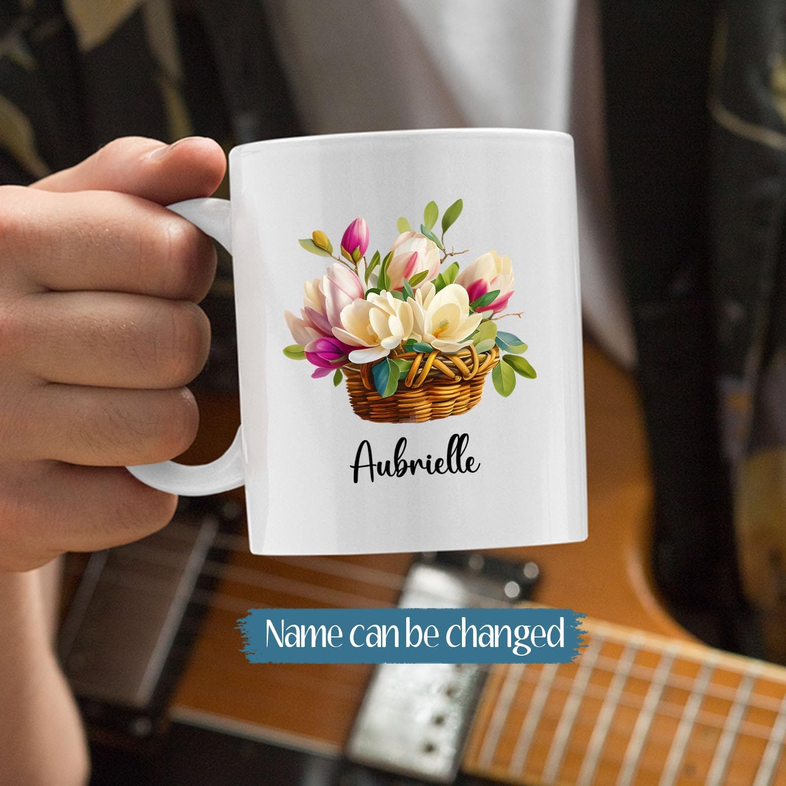 Personalized Magnolia Flower Coffee Mug, Customized Magnolia Cup Gifts for Magnolia Lovers, Flower Tea Cup, Custom Floral Gift w