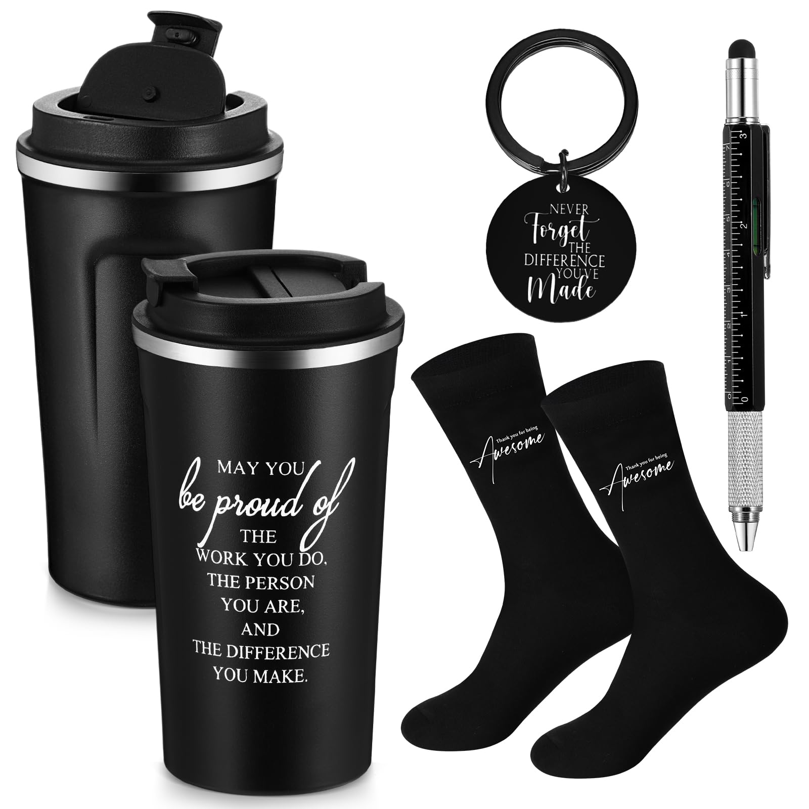 Gerrii Set of 4 Appreciation Gifts for Men Fathers Day Thank You Gifts for Male Dad 17 oz Stainless Steel Tumbler Inspirational 