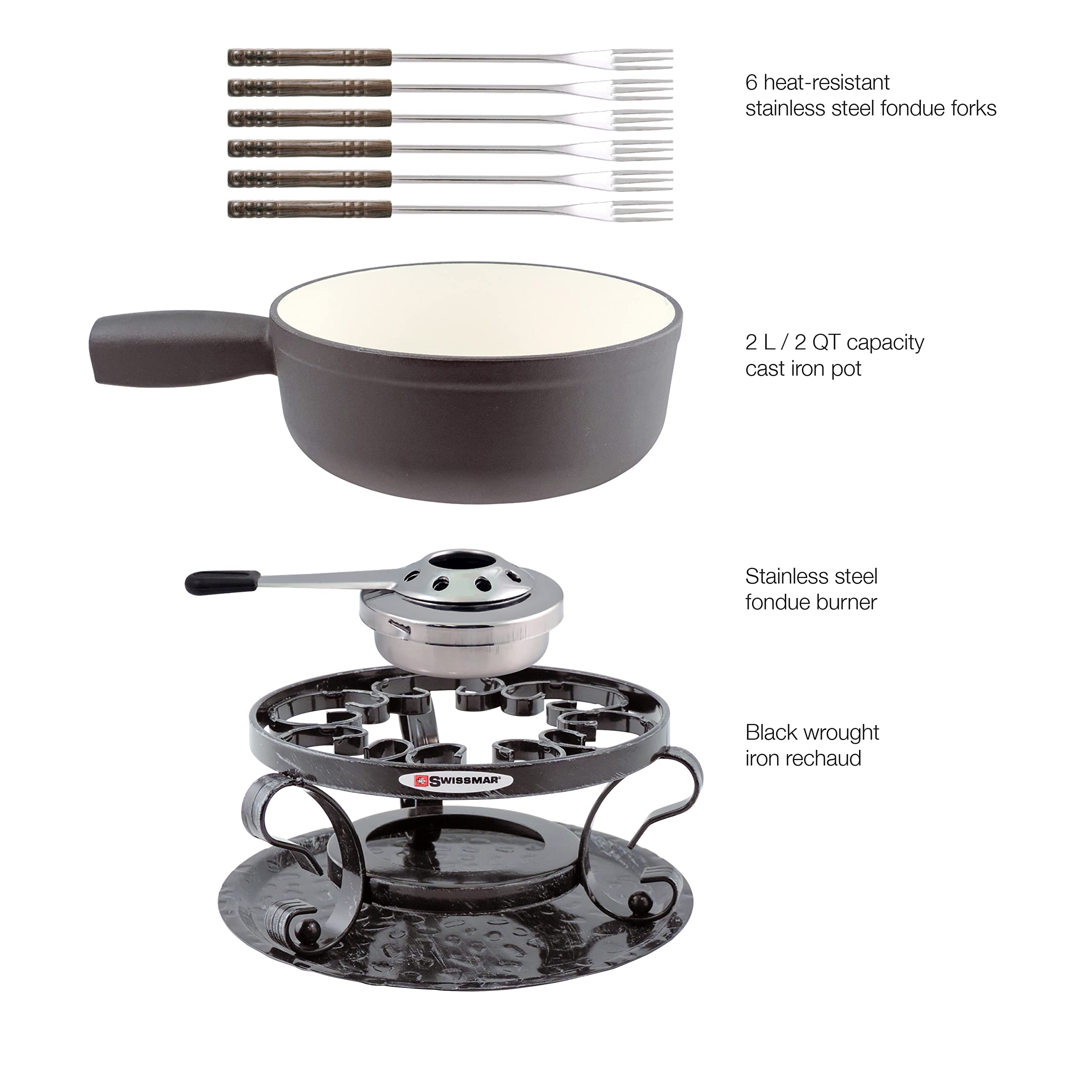 Swissmar Lugano Cheese Fondue  9-Piece  Black