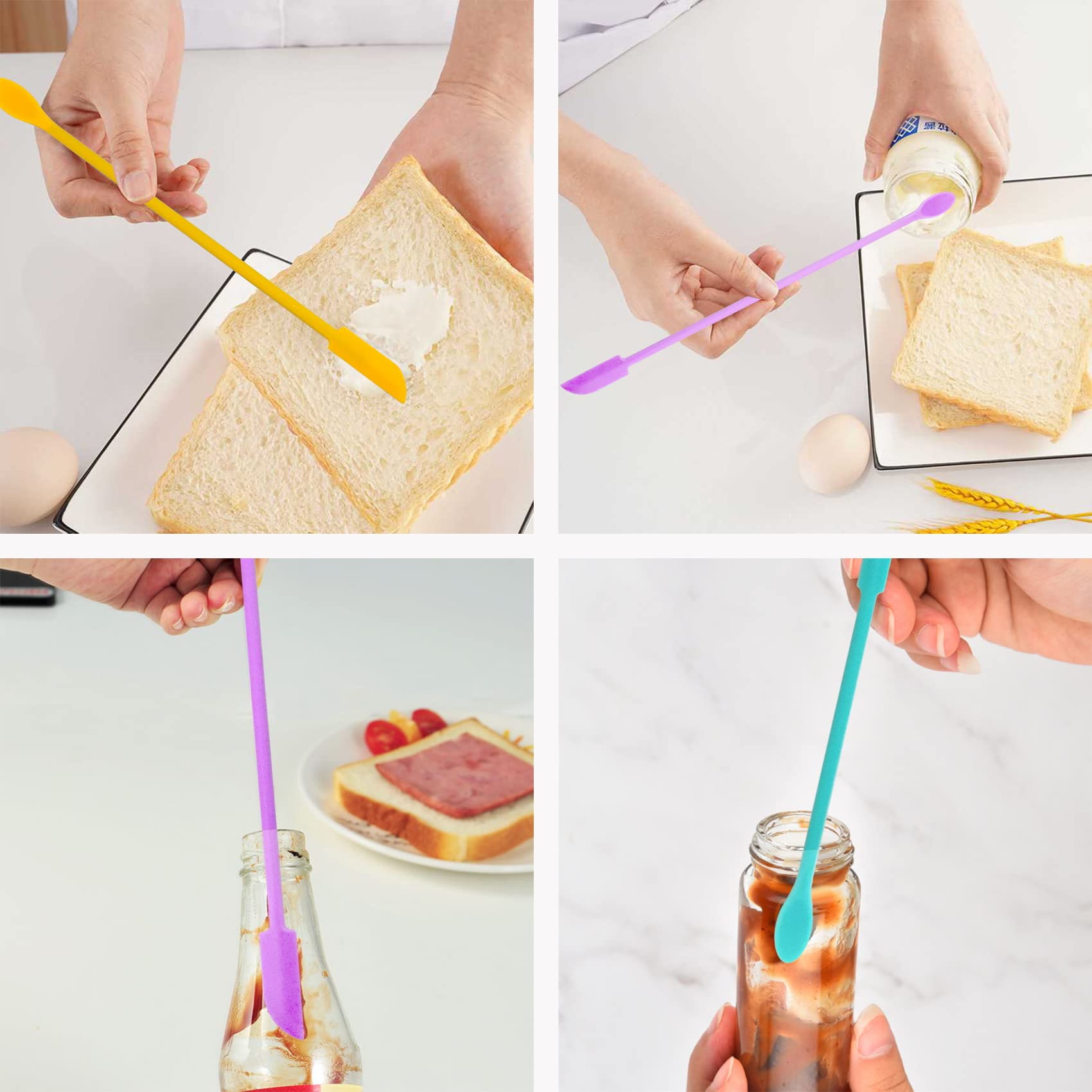 Mini Spatula 3Pcs Small Silicone Spatula Colorful Thin Spatula Jar Scraper Lotion Stirrer Set Food Grade For Kitchen And Beauty