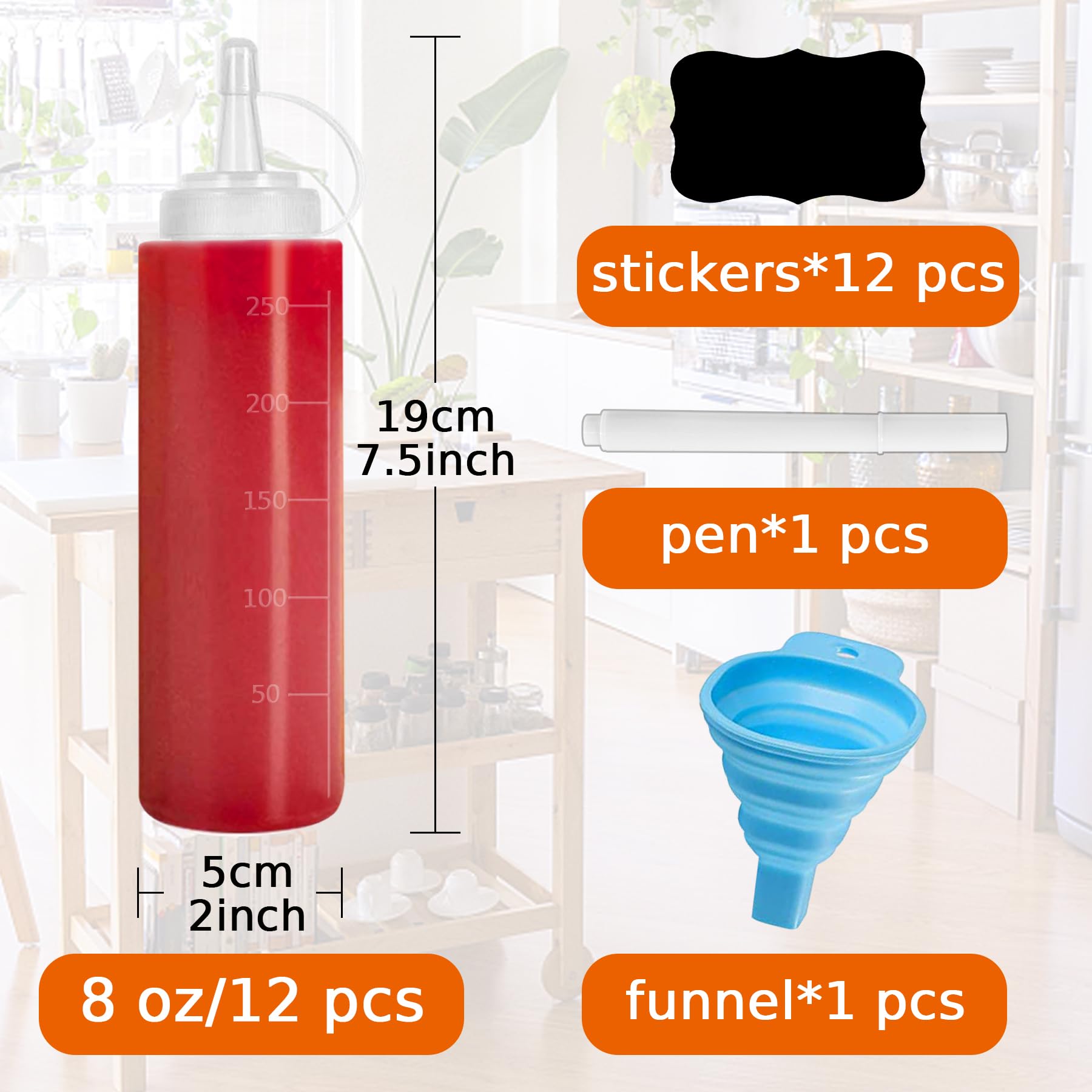 Hajoyful Squeeze Bottle Condiment Squeeze Bottles Plastic Ketchup Squeeze Squirt Bottle For Sauce, Bbq, Dressing, Paint, Worksho