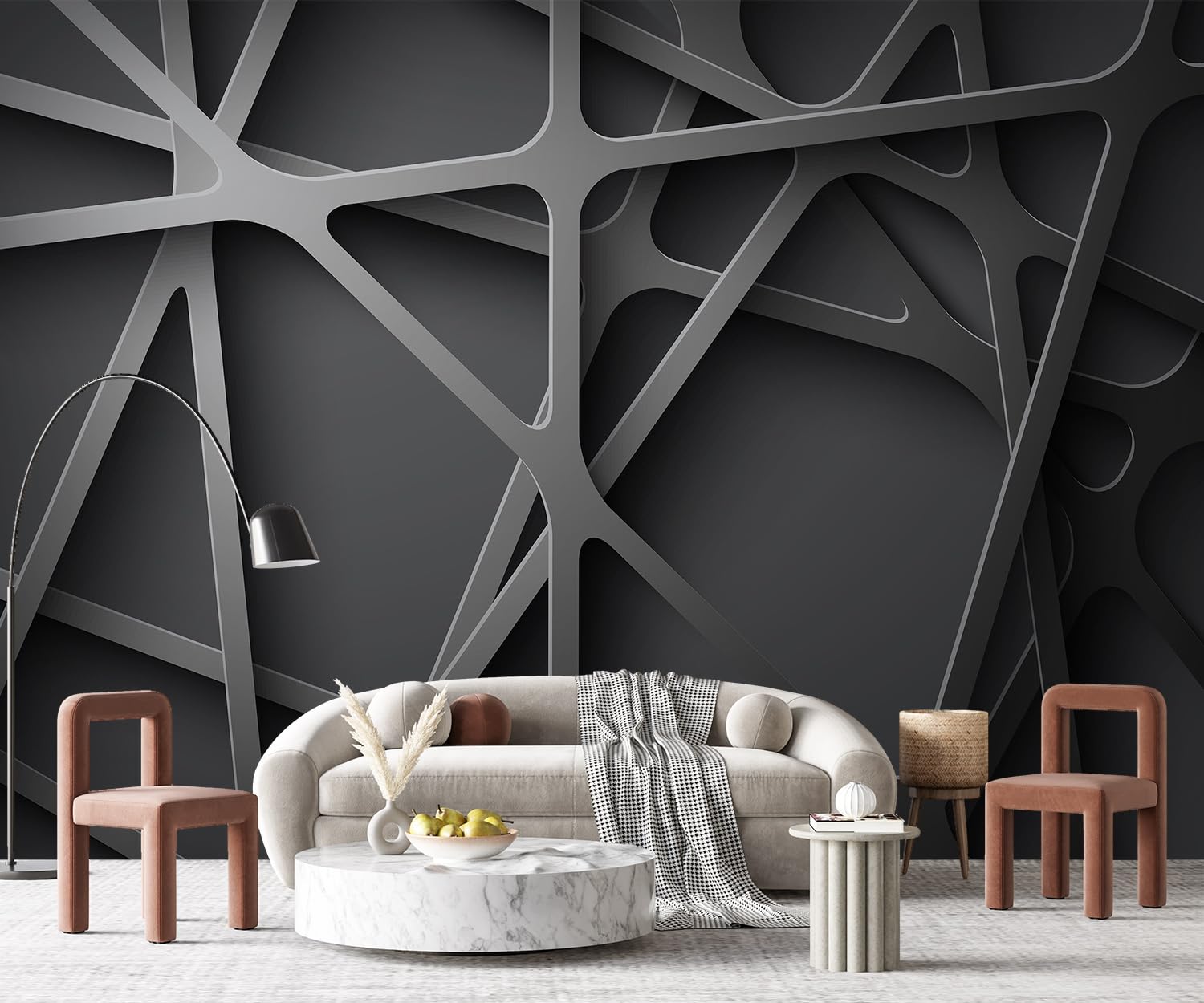 Yqwdmx -3D Black Abstract Geometric Wallpaper Bedroom Living Room 180'' X 115'' (Not Peel And Stick)