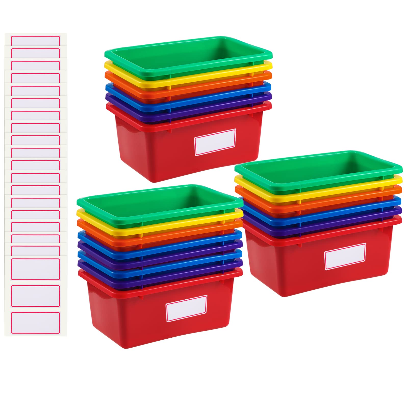 Outus 20 Pcs Plastic Cubby Bins Bulk for Classroom Organization Small Stackable Book Bins Toy Storage Organizer Tubs Box Contain