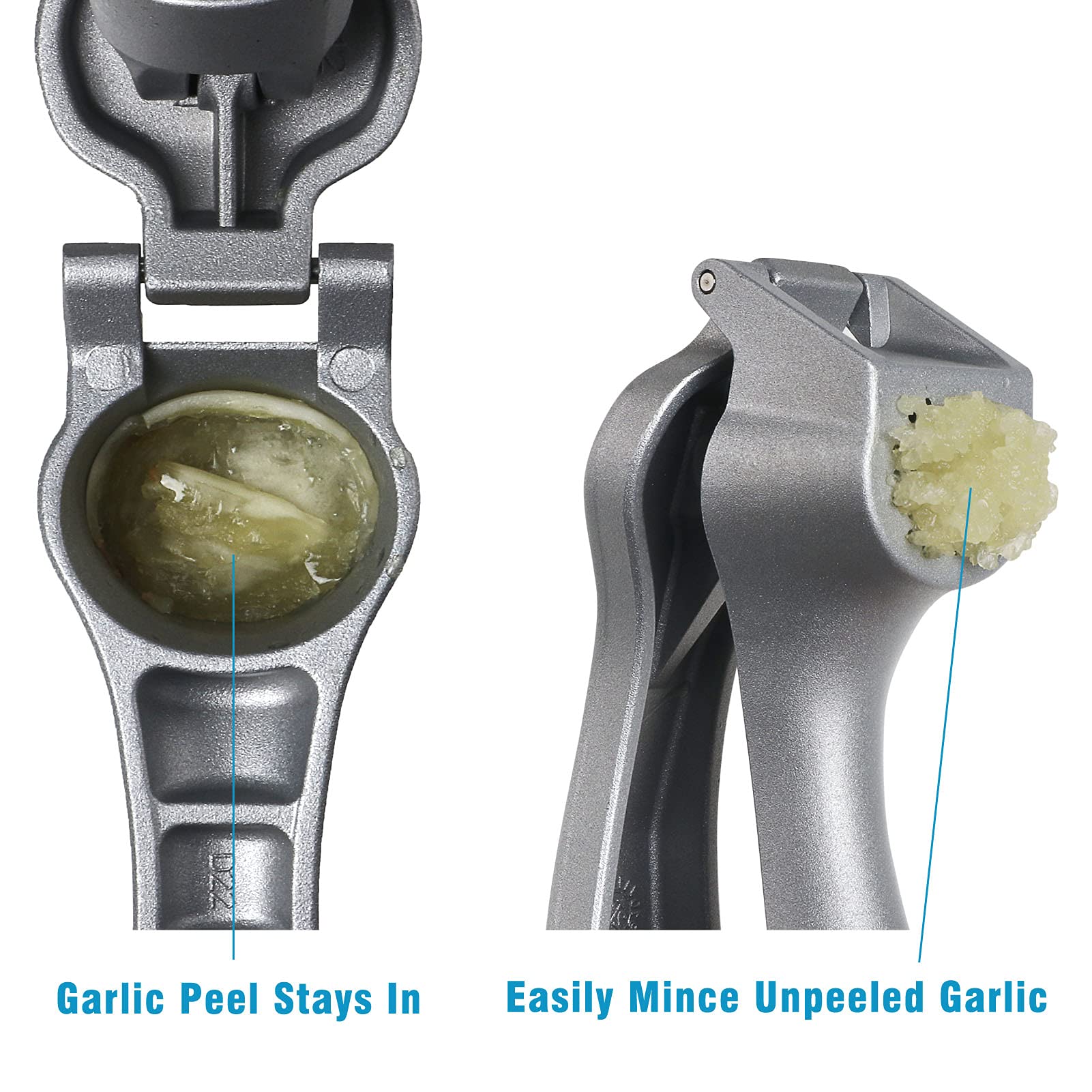 Garlic Press, Garlic Mincer Easy-Squeeze Ergonomic Handle, Rust Proof, No Need To Peel, Professional Ginger Press & Garlic Crush