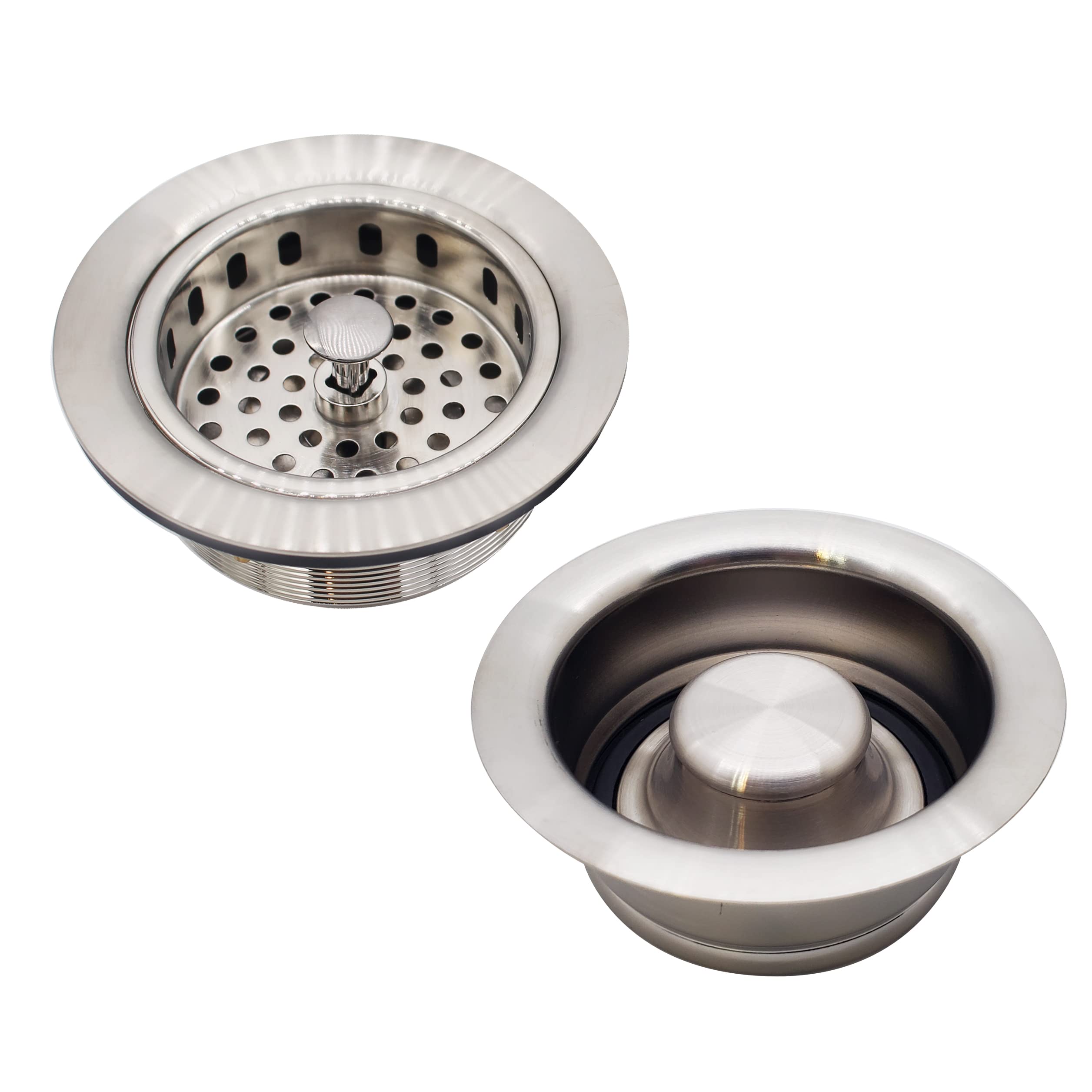 Westbrass D2165-07 Post Style Large Kitchen Basket Strainer With Waste Disposal Flange And Stopper, Satin Nickel