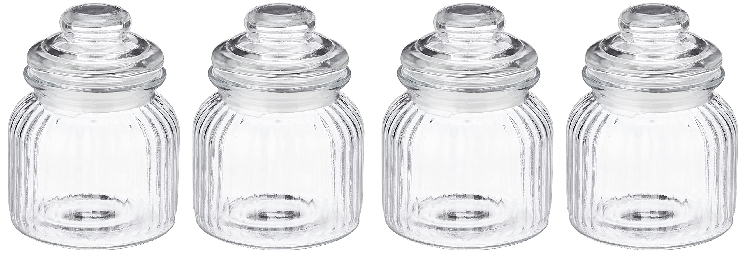 Amazon Brand  Solimo Glass Mimosa Jar 650 Ml | Set Of 4, Transparent