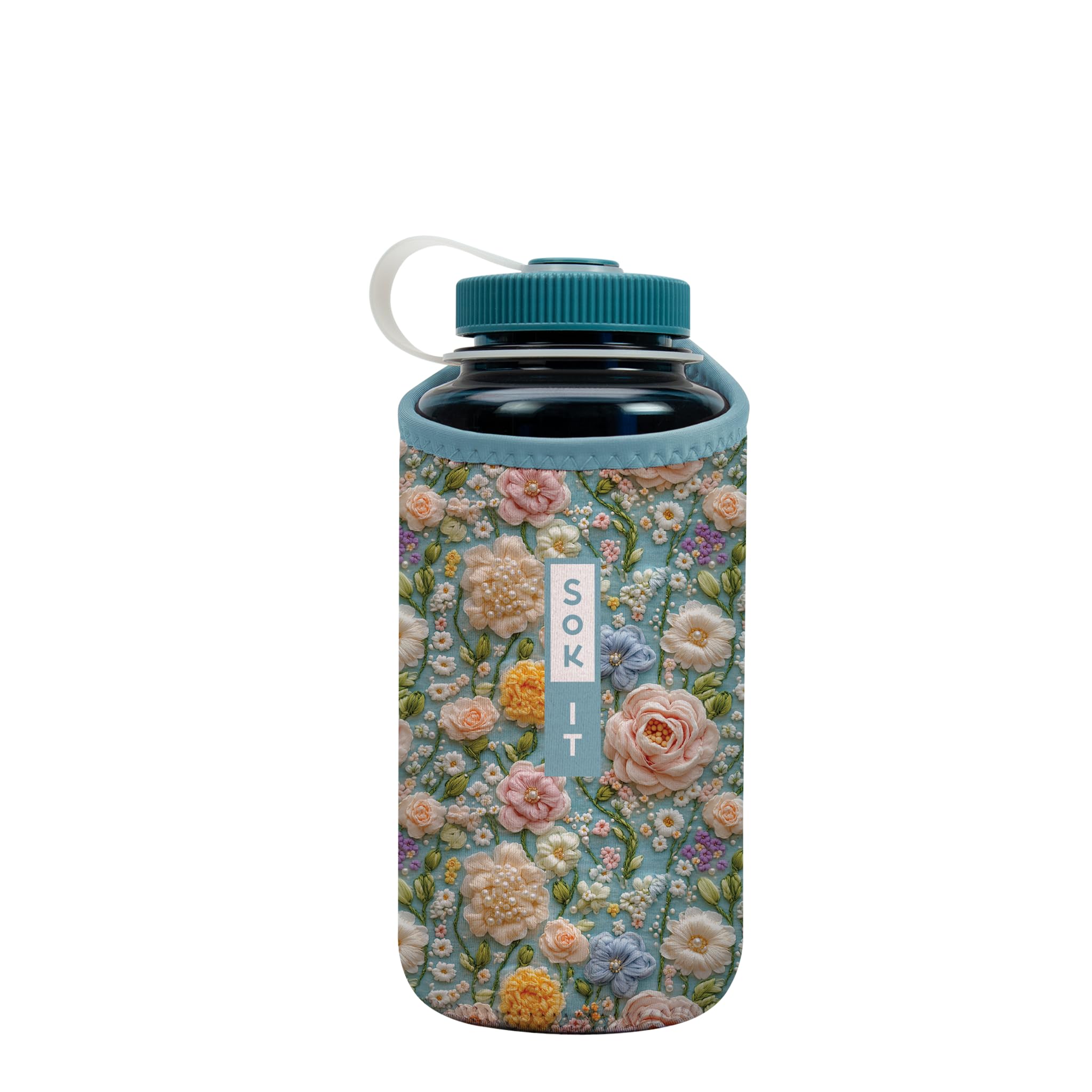 Sok It BotlSok Water Bottle Sleeve Insulated Neoprene Cover (Garden of Pearls, Fits 32oz Nalgene)