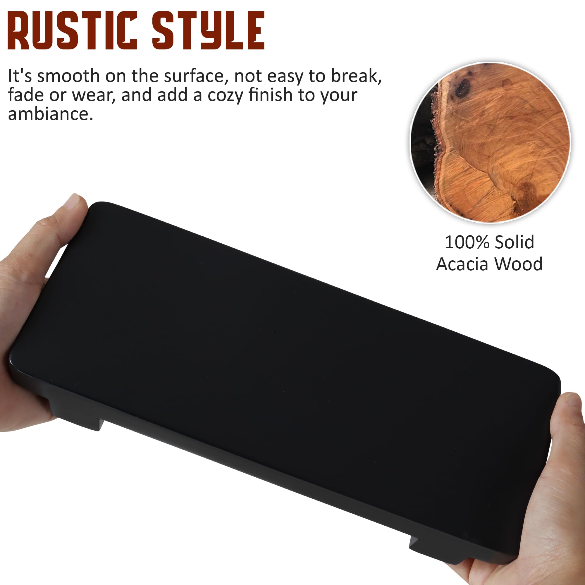 Demigo Sink Soap Stand, 100% Acacia Wood Riser 9.8 X 4 Inches Rustic Candle Plant Holder - Bathroom Counter Decor, Wood Stand Di