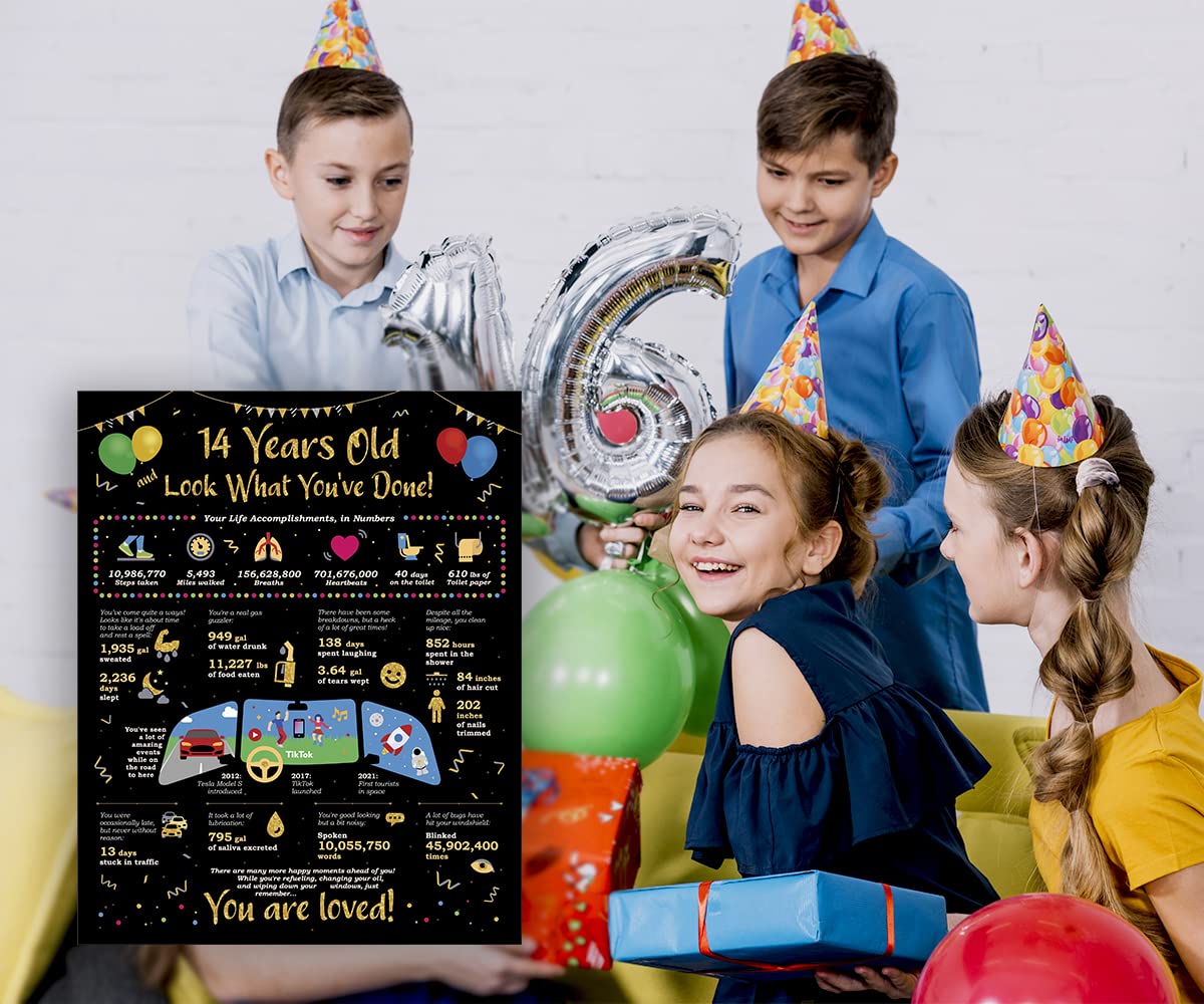 14Th Birthday Gifts - Card Birthday Life In Numbers - Birthday Gift Ideas For 14 Years Old - 14Th Birthday Decorations - 14 Birt