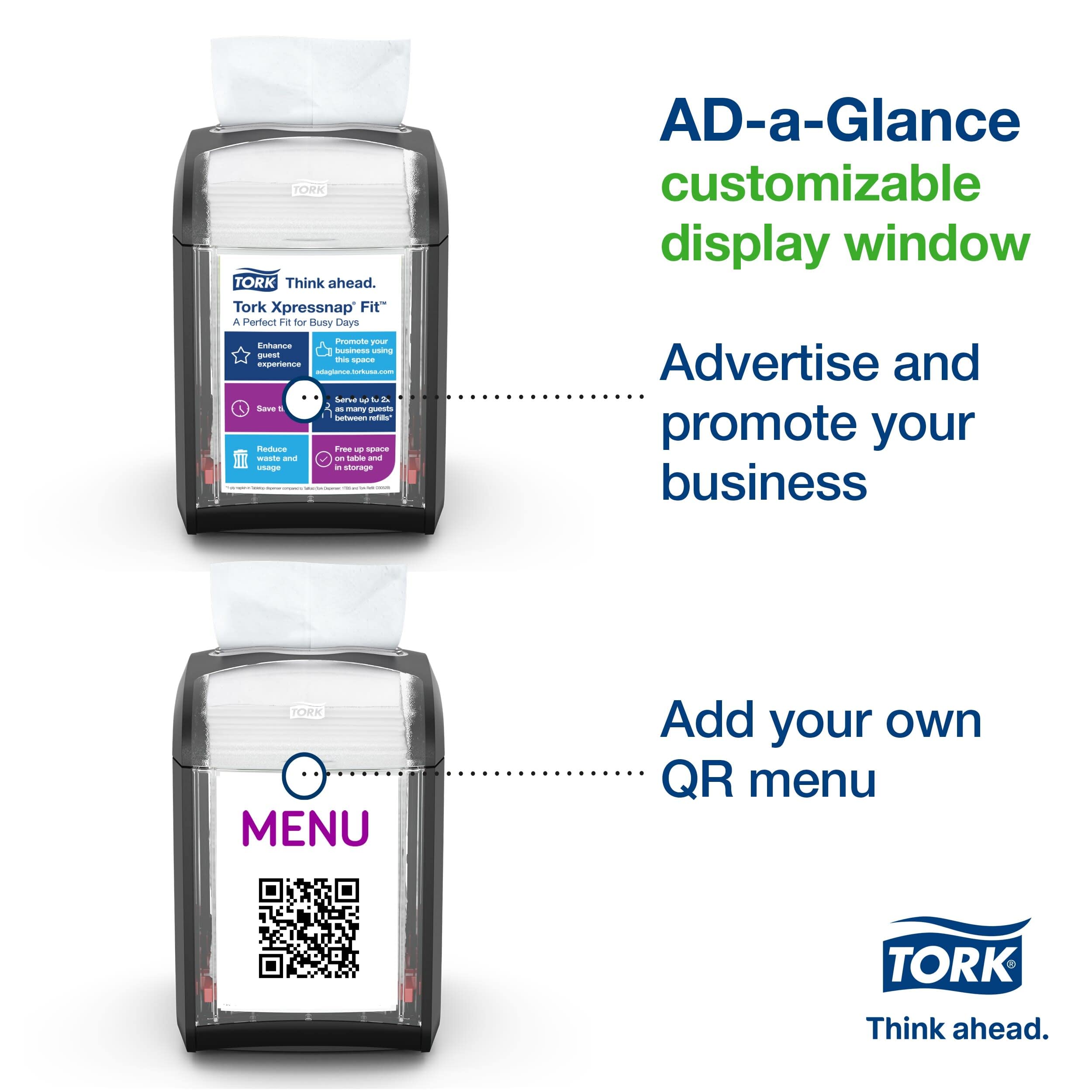 Tork Xpressnap Fit Tabletop Napkin Dispenser Black N14, Signature Range, One-At-A-Time Dispensing, 6.7'' X 4.4'' X 5.6'', 723200
