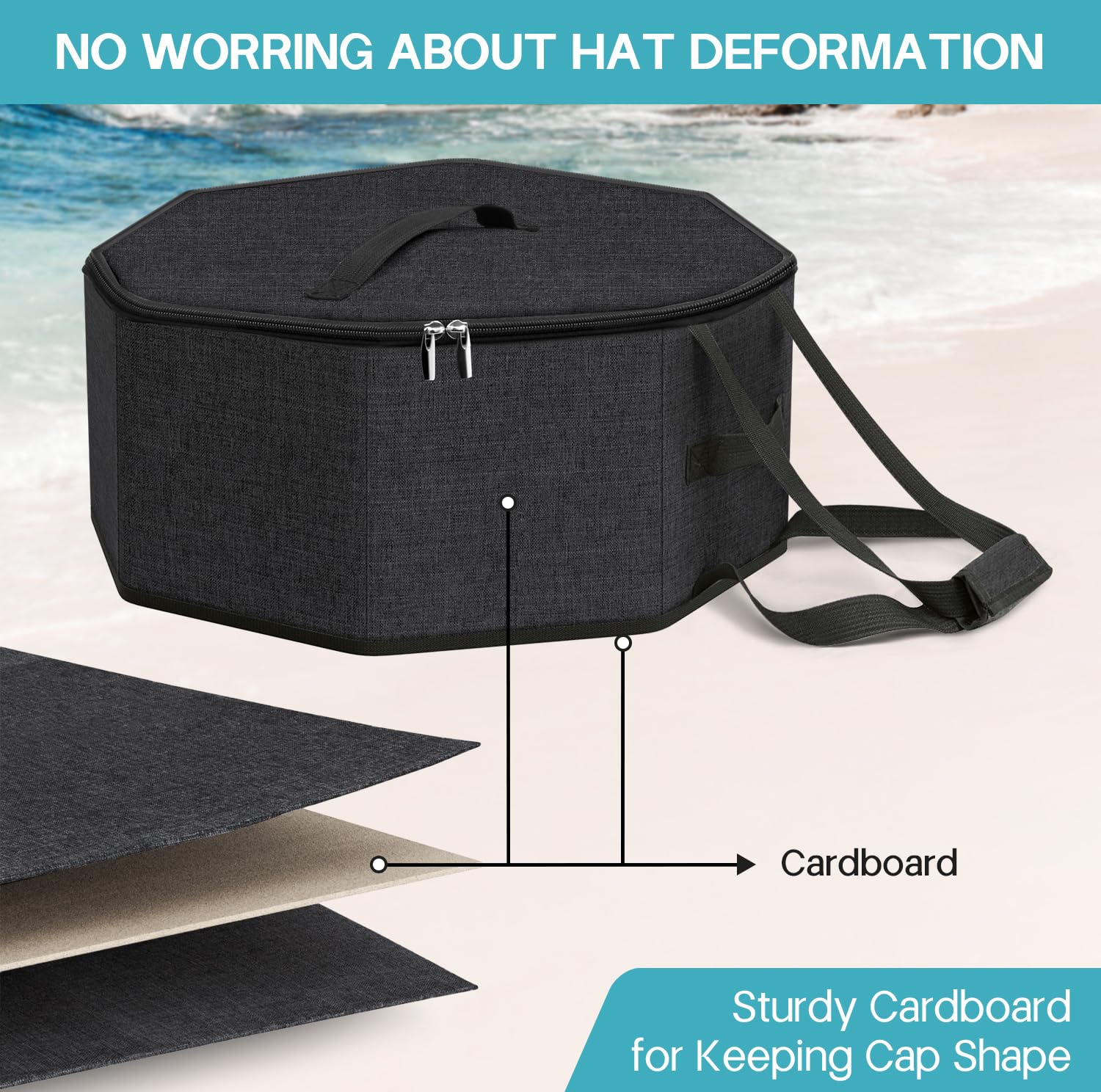 Sleeping Lamb Hat Box For Travel And Storage, Collapsible Cowboy Cap Organizer For Closet With Handles, Hat Boxes For Men And Wo