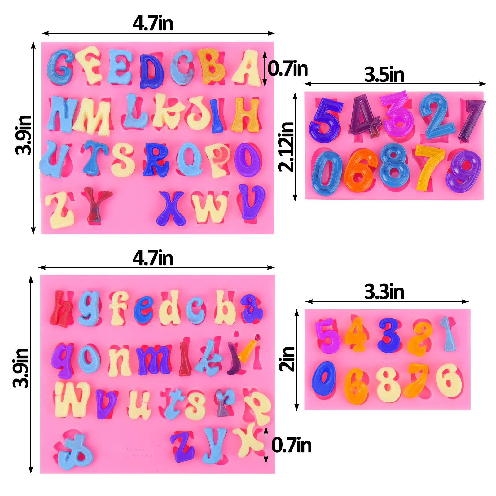 Mity Rain 4Pcs Letter Molds For Chocolate Covered Strawberries, Silicone Uppercase Lowercase Alphabet Number Fondant Mold For Ma