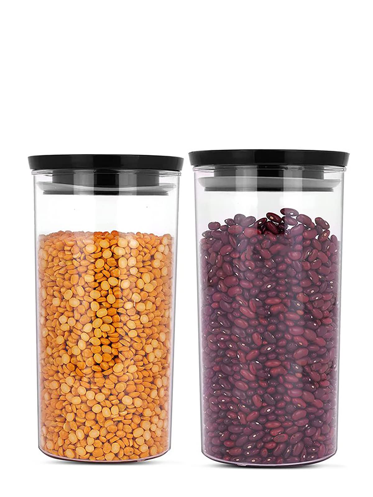Hometales MultiPurpose Container 900Ml Each,Black Lid (2U)