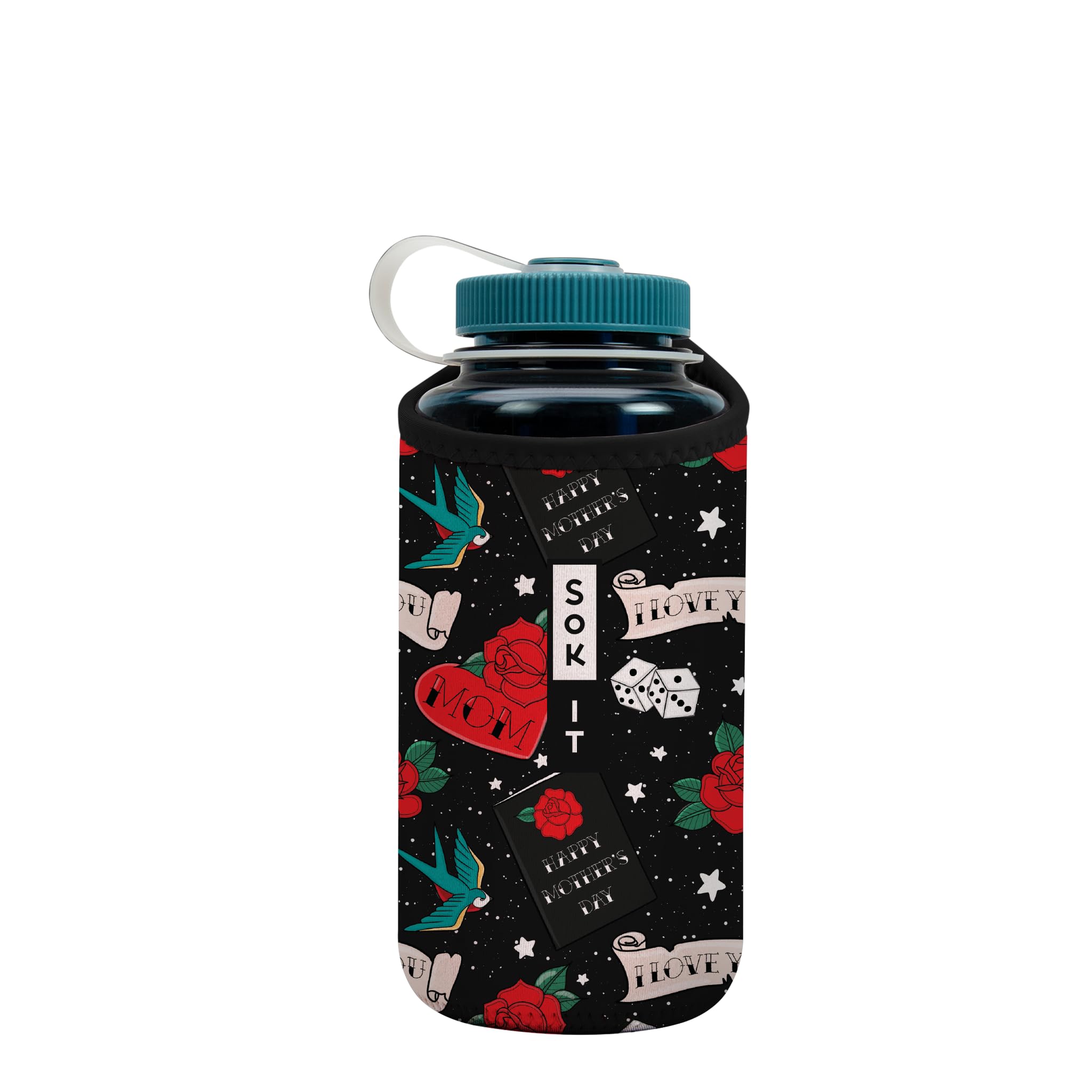 Sok It BotlSok Water Bottle Sleeve Insulated Neoprene Cover (Heart & Soul, Fits 32oz Nalgene)