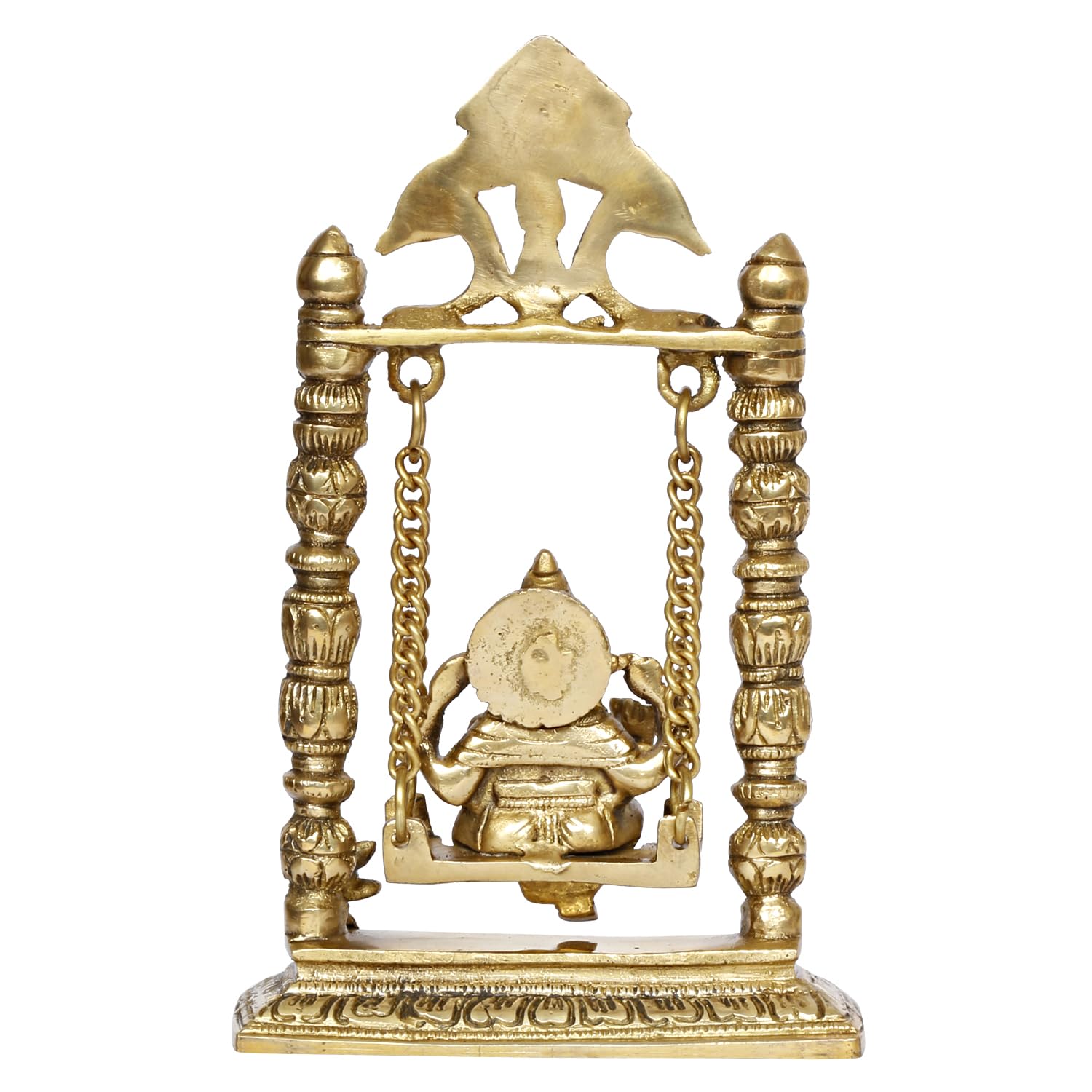 Kartique Brass Ganesh Bhagwan Jhula Idol Gold Color Height 10 Inch