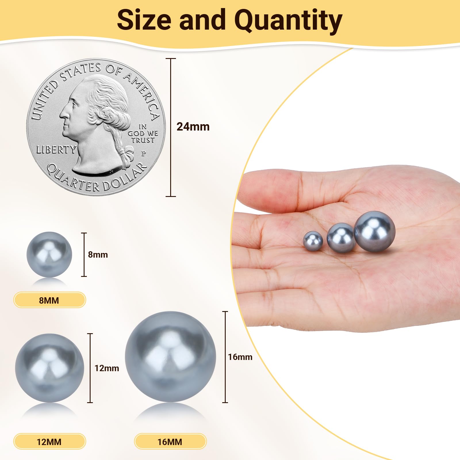 1300Pcs Silver Pearls Bead, Suream 8mm/0.31In Round Art Makeup Pearl, Faux Vase Filler Pearls for Jewelry Making, DIY Crafts, Ho