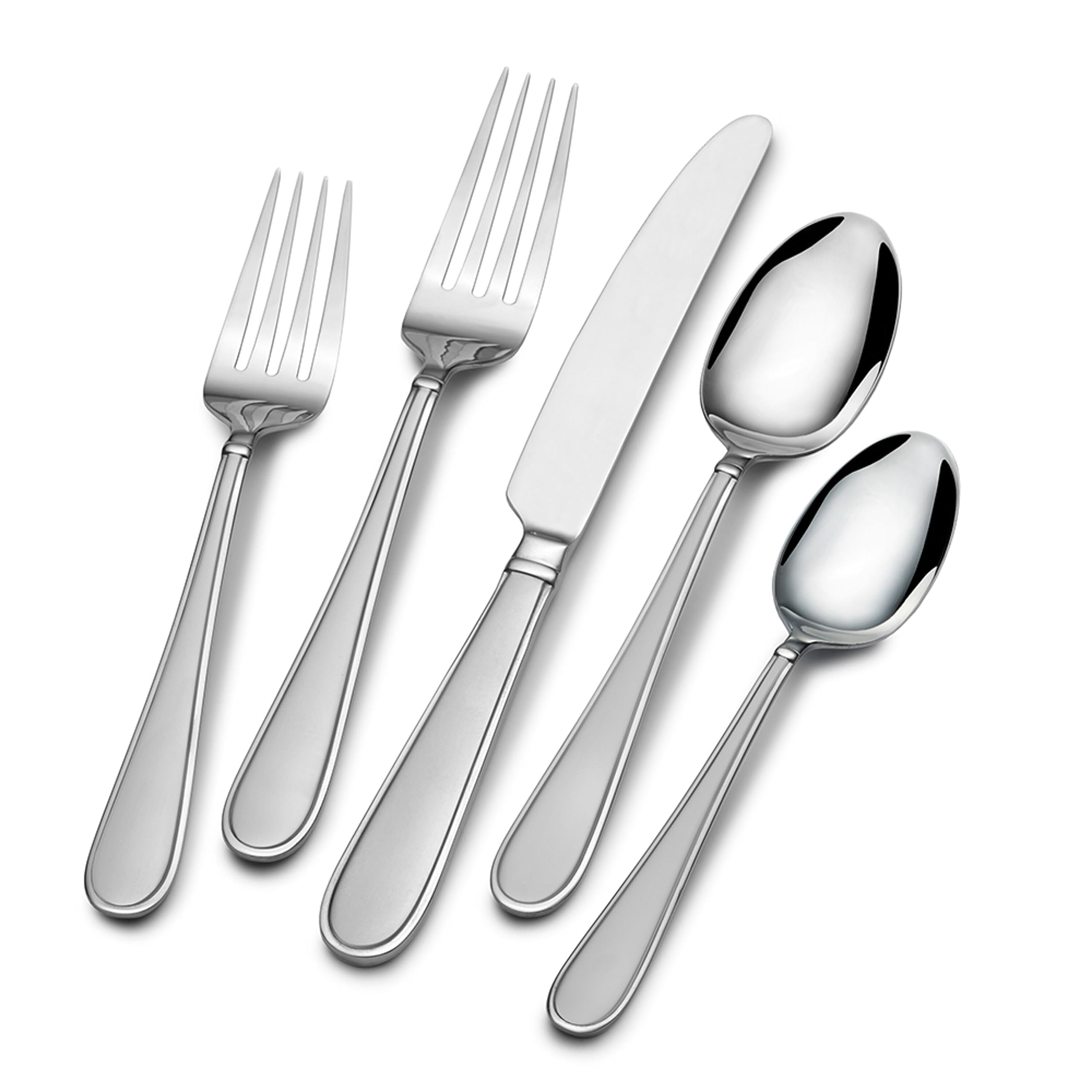Gourmet Basics By Mikasa Westfield Frost 45-Piece Stainless Steel Flaware Set With Serving Utensil Set, Service For 8