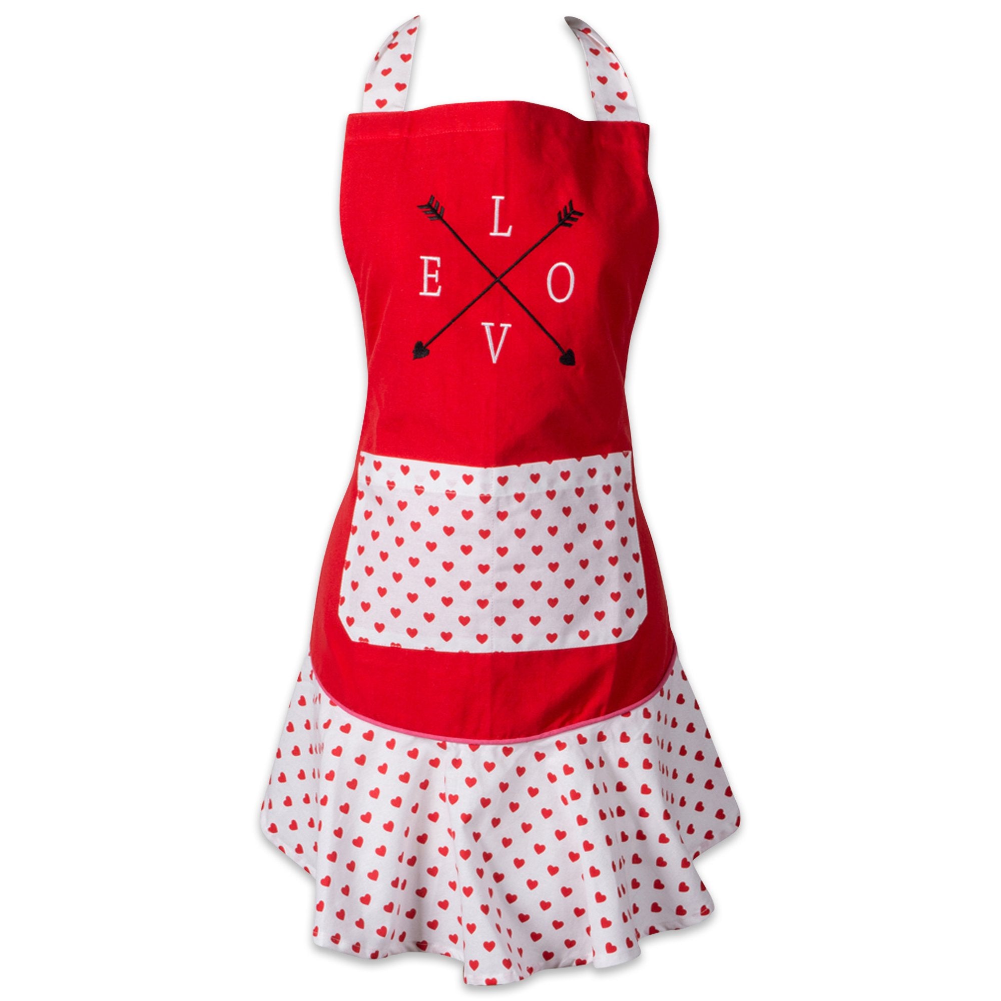Dii Cotton ValentineS Day Ruffle Apron With Pocket And Extra Long Ties, 29.5 X 26, Cute Women Kithen Apron For Holidays, Hostee