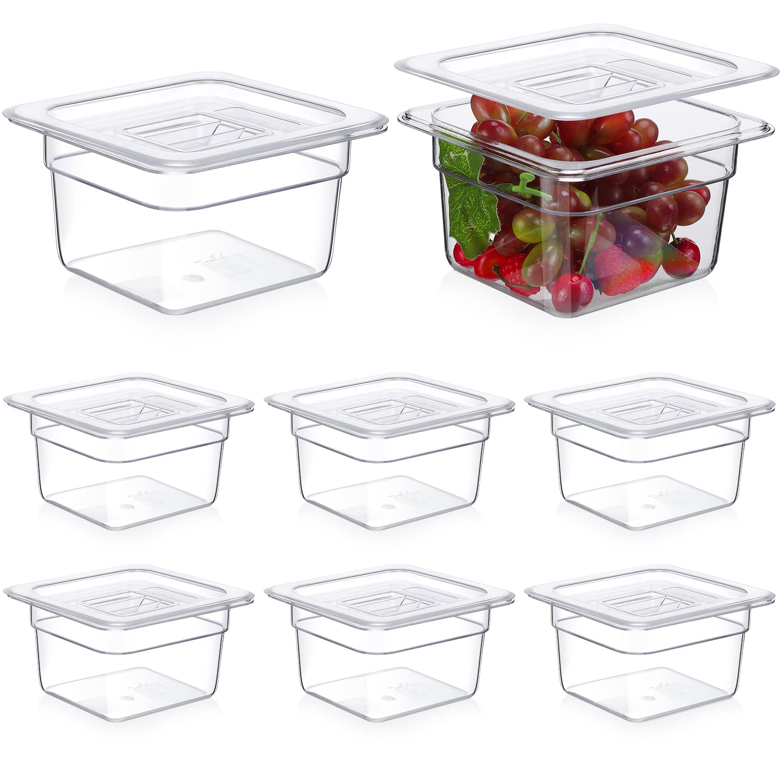 Sieral Clear 1/6 Size Food Pan Restaurant Containers With Lids Square Cambro Food Storage Polycarbonate Salad Bar Containers Com
