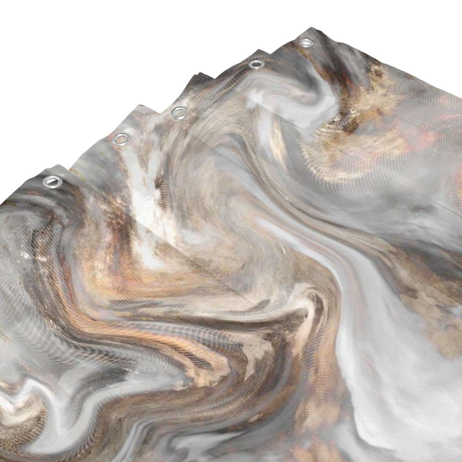 Marble Shower Curtain Light Grey Brown Shower Curtains for Bathroom Retro Style Paintbrush Colors in Marbling Texture Waterproof Polyester Fabric Shower Curtain Sets with Hooks 72x72 Inch