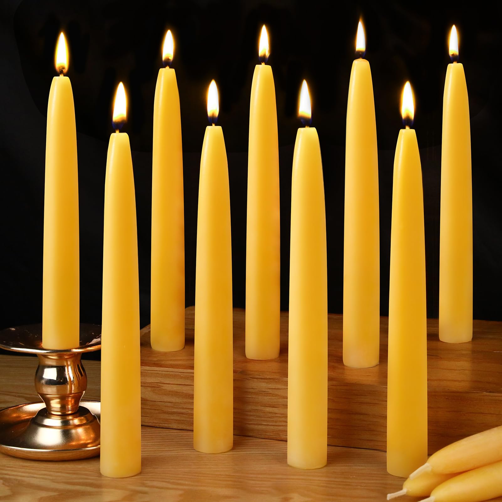 12 Packs 8 inch Natural Beeswax Taper Candles Smokeless Pure Beeswax Candles 8 Hour Burn Time Beeswax Candlesticks for Home Pray