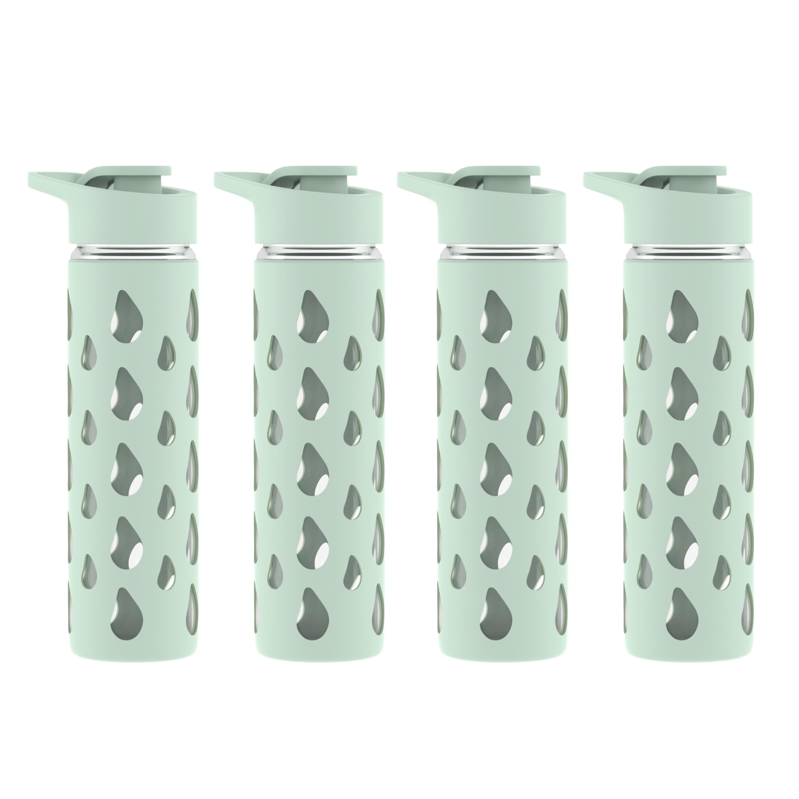 Rioware Quicksip Borosilicate Glass Water Bottle With Silicon Sleeve (550Ml) | Airtight Lid | Leak Proof | Silicon Cap | Fridge 