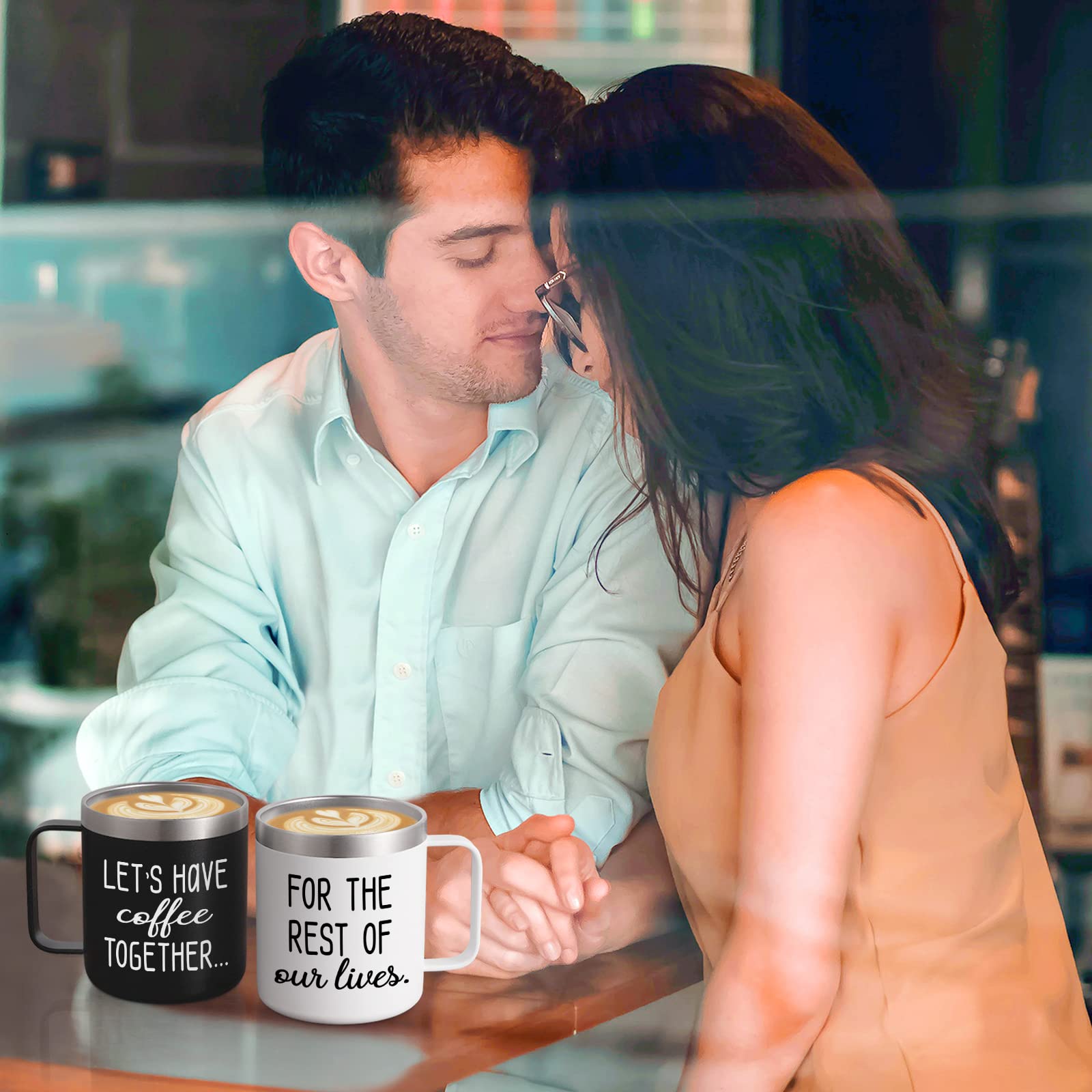Gingprous Lets Have Coffee Together For The Rest Of Our Lives Insulated Coffee Mug Set, Engagement Wedding Gift For Couple Brida