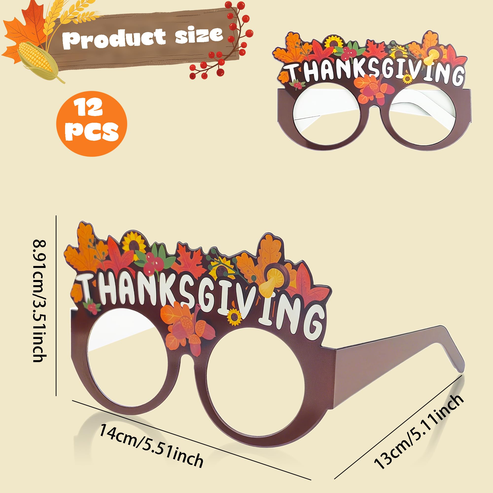 Thanksgiving Outfit Women - 12 PCS Paper Eyeglasses - Thanksgiving Dress Shirts Pajamas Sweatshirts for Girls | Friendsgiving De