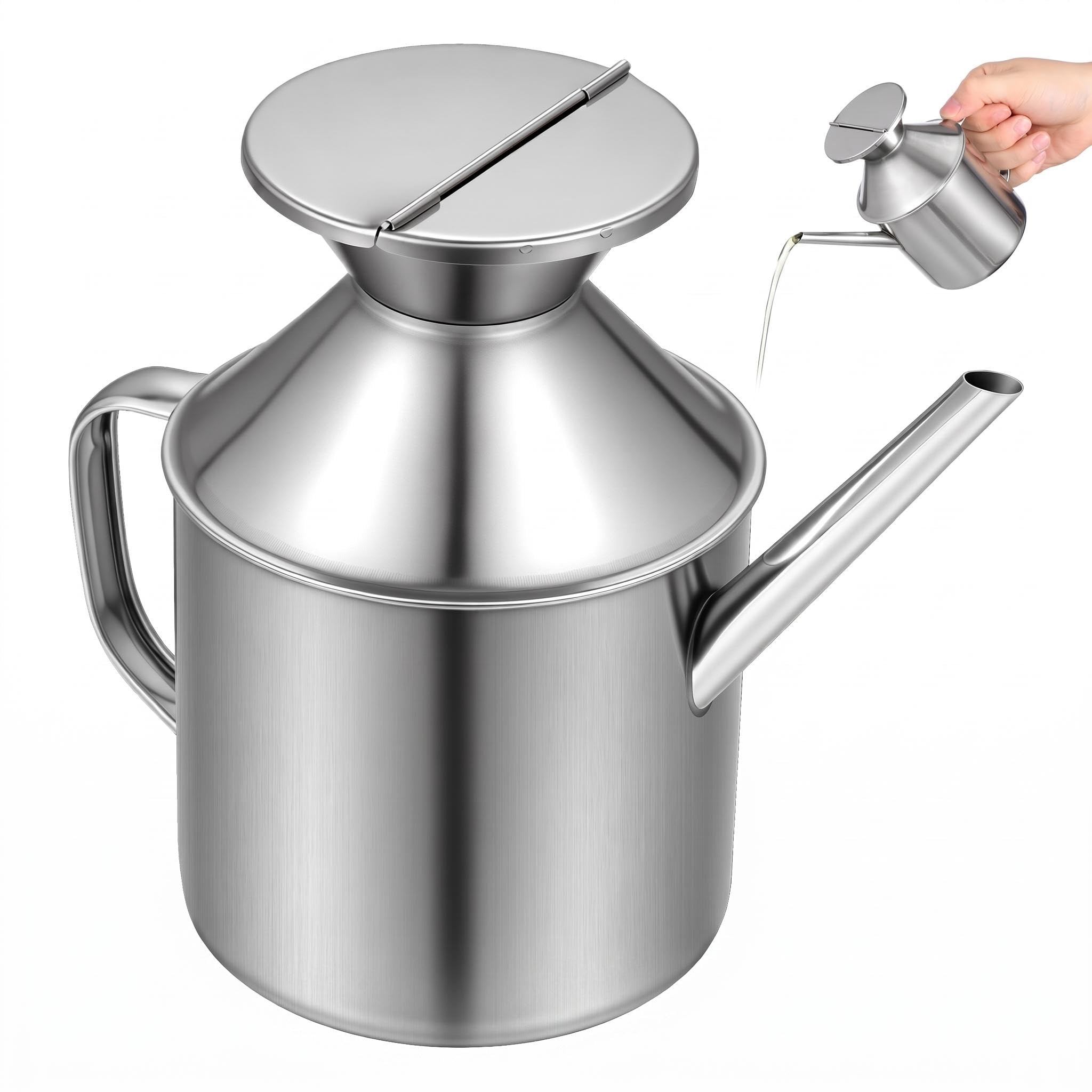 MAGICLULU Stainless Steel Oil Dispenser Bottle  Soy Sauce and Vinegar Container with Comfortable Handle Seasoning Dispenser for