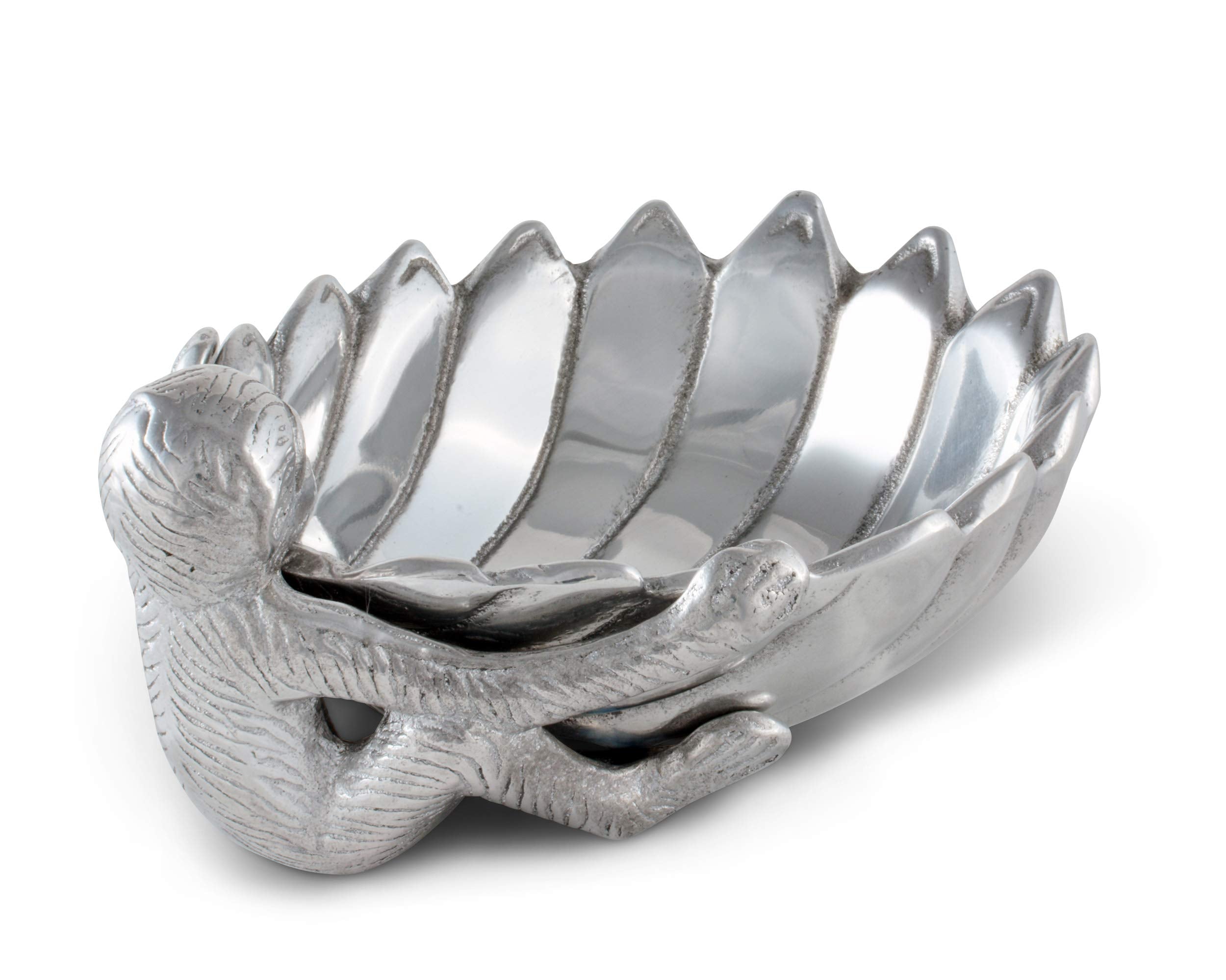 Arthur Court Designs Aluminum Metal Monkey Nut/Candy/Snack Bowl Dish 6.5 Inch Diameter