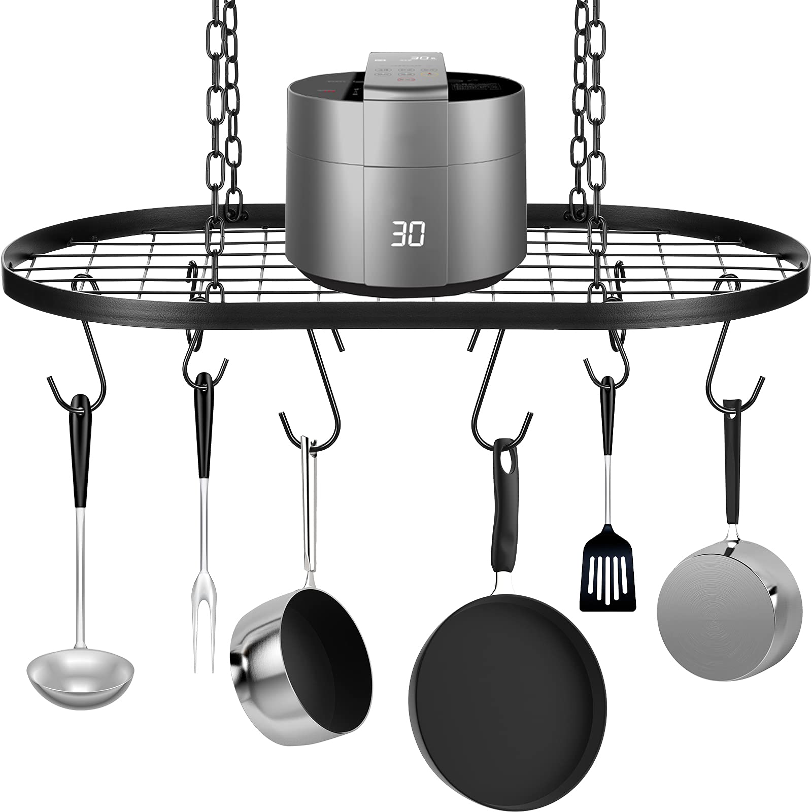 20 Inch Pots And Pans Organizer Hanging Pot Rack Pot And Pan Organizer With 20 S Hooks For Home, Restaurant, Kitchen Cookware, U